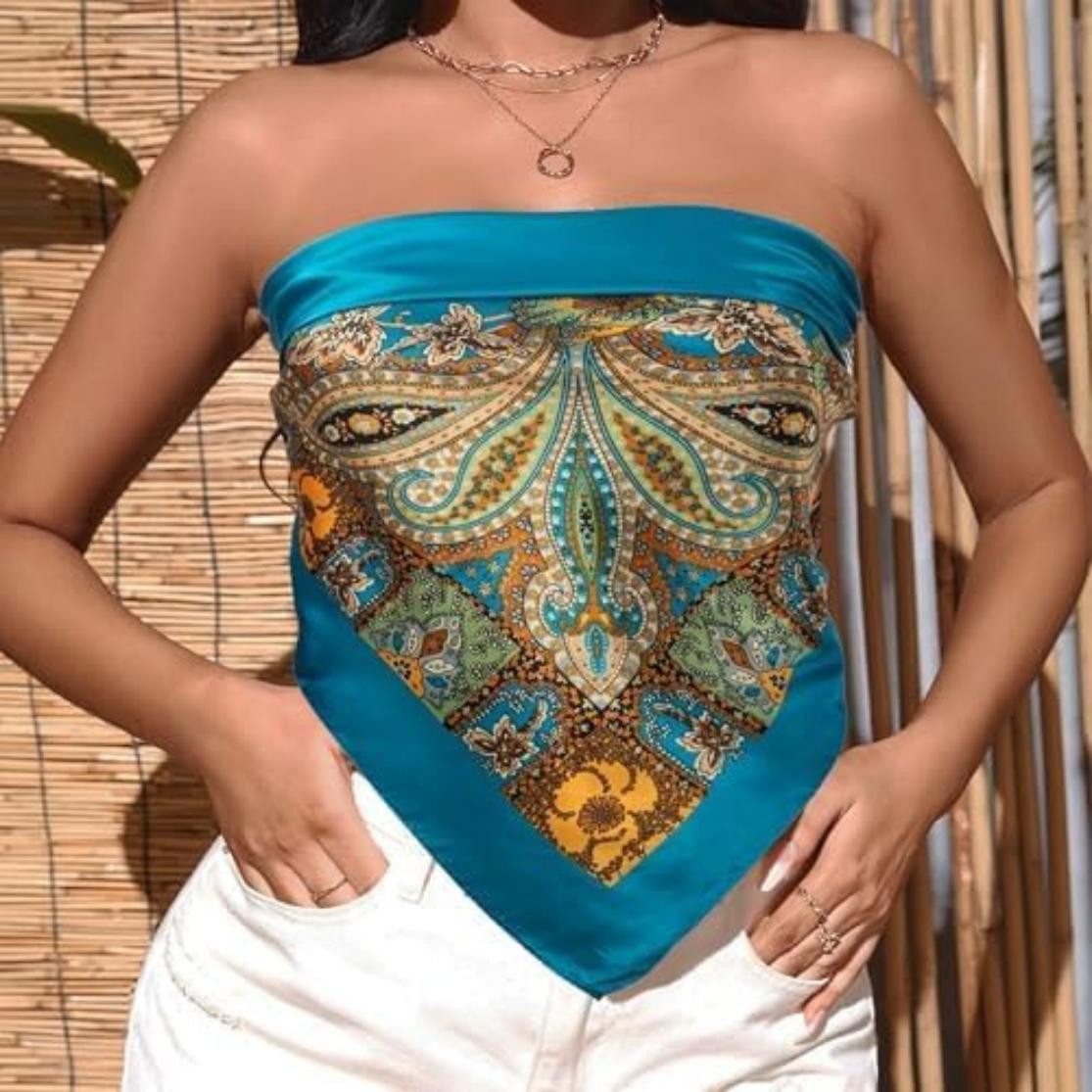 Zaewry Halstuch 90x90cm Kopftuch Bandanas Haartuch für Damen