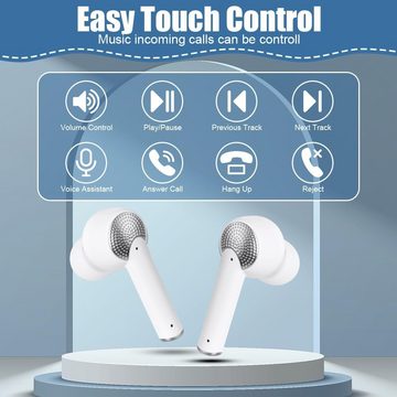 AXFEE Kabellos Bluetooth 5.3mit LED Anzeige und ENC Mic ImmersiverDeep Bass In-Ear-Kopfhörer (Touch-Steuerung, universelle Kompatibilität. Kompakte Größe, hochwertige Mikrofone. Einfache Bedienung., IP5 Wasserdicht HiFi Stereo Ohrhörer, USB-C)