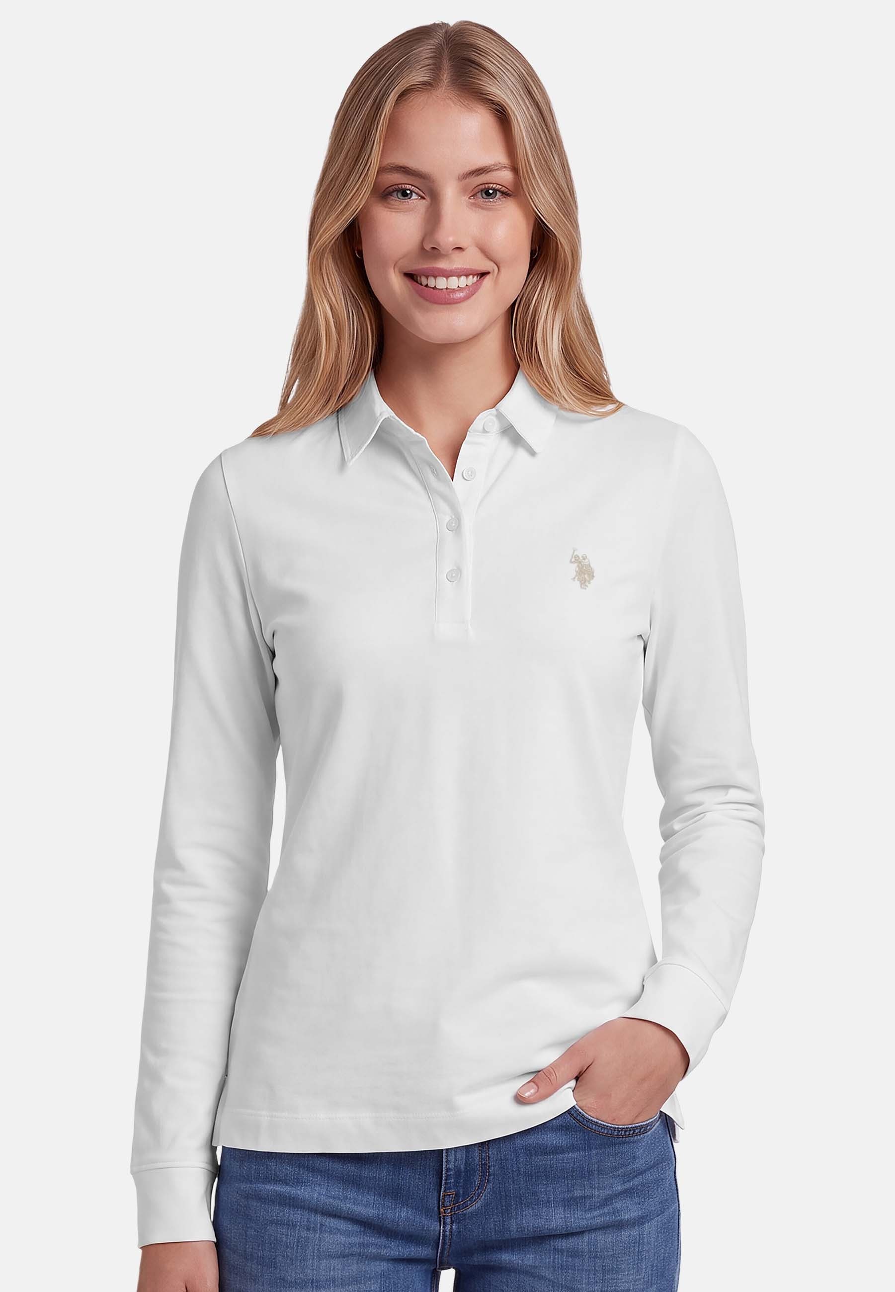 U.S. Polo Assn. Poloshirt USLillyy – Damen Poloshirt Longsleeve mit Knopfleiste