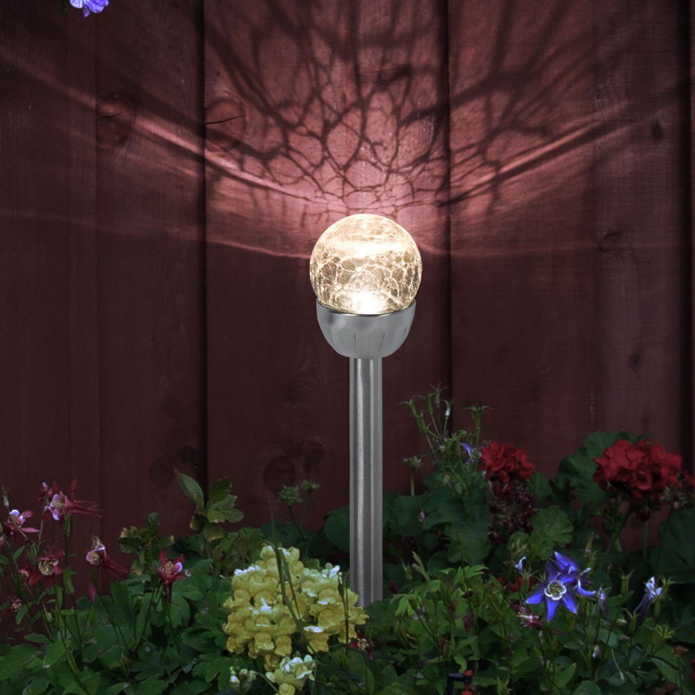 Gartenlampe verbaut, LED-Leuchtmittel LED etc-shop Außenleuchte Solarlampe Dekolicht, Wegeleuchte, in Bruchglas-Optik fest