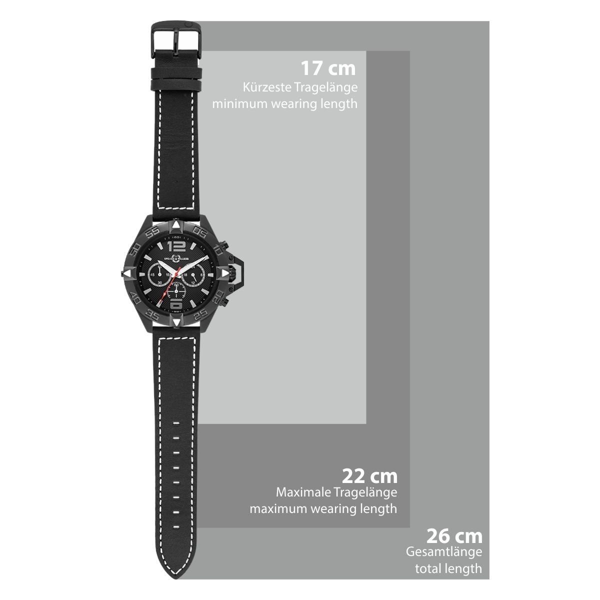 Spears & Walker Quarzuhr Varus II schwarz, mit Echtleder-Armband