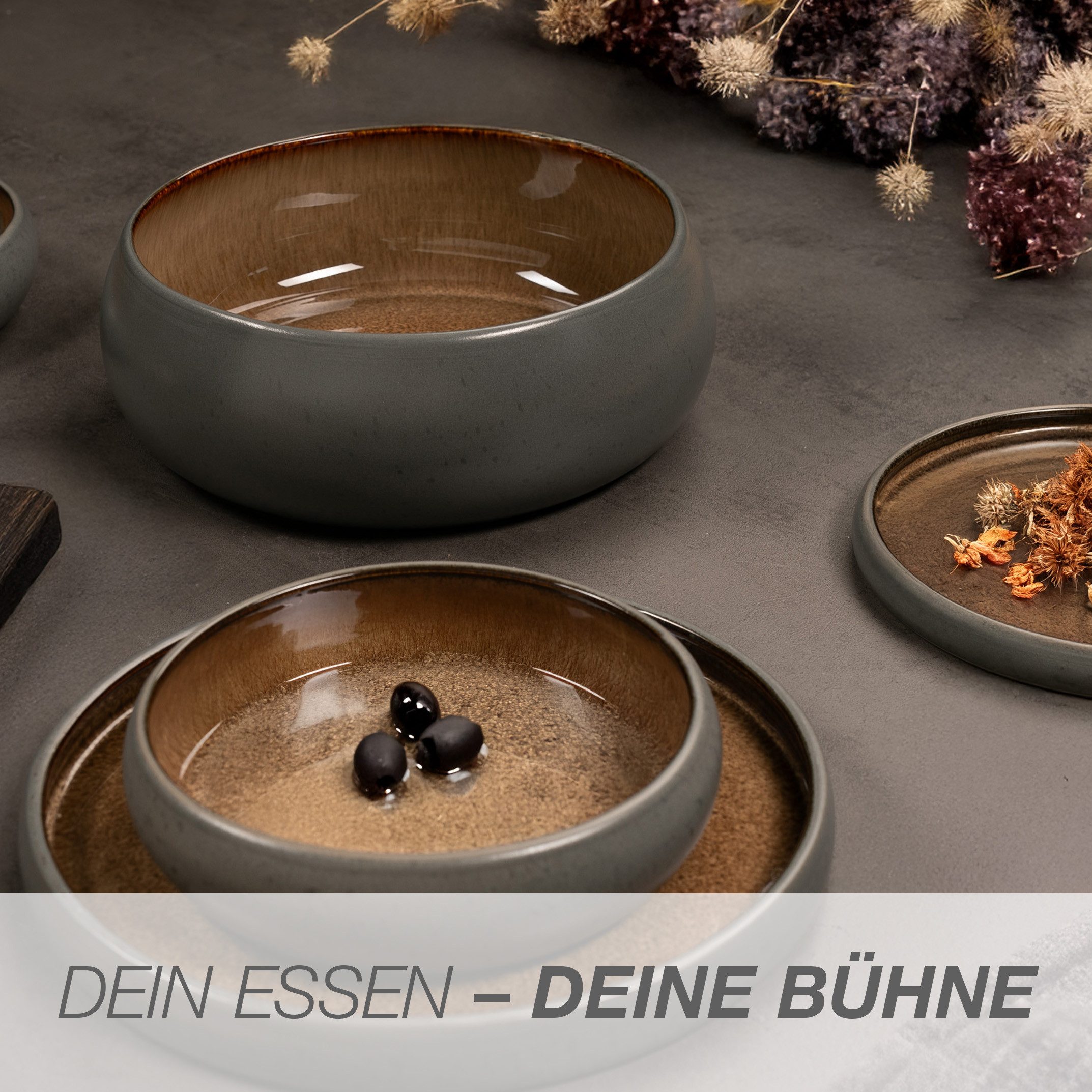 Moritz & Moritz Servierschale SOLID Servierschüssel - Beige, Steinzeug, (Set, 1-tlg), Spülmaschinengeeignet