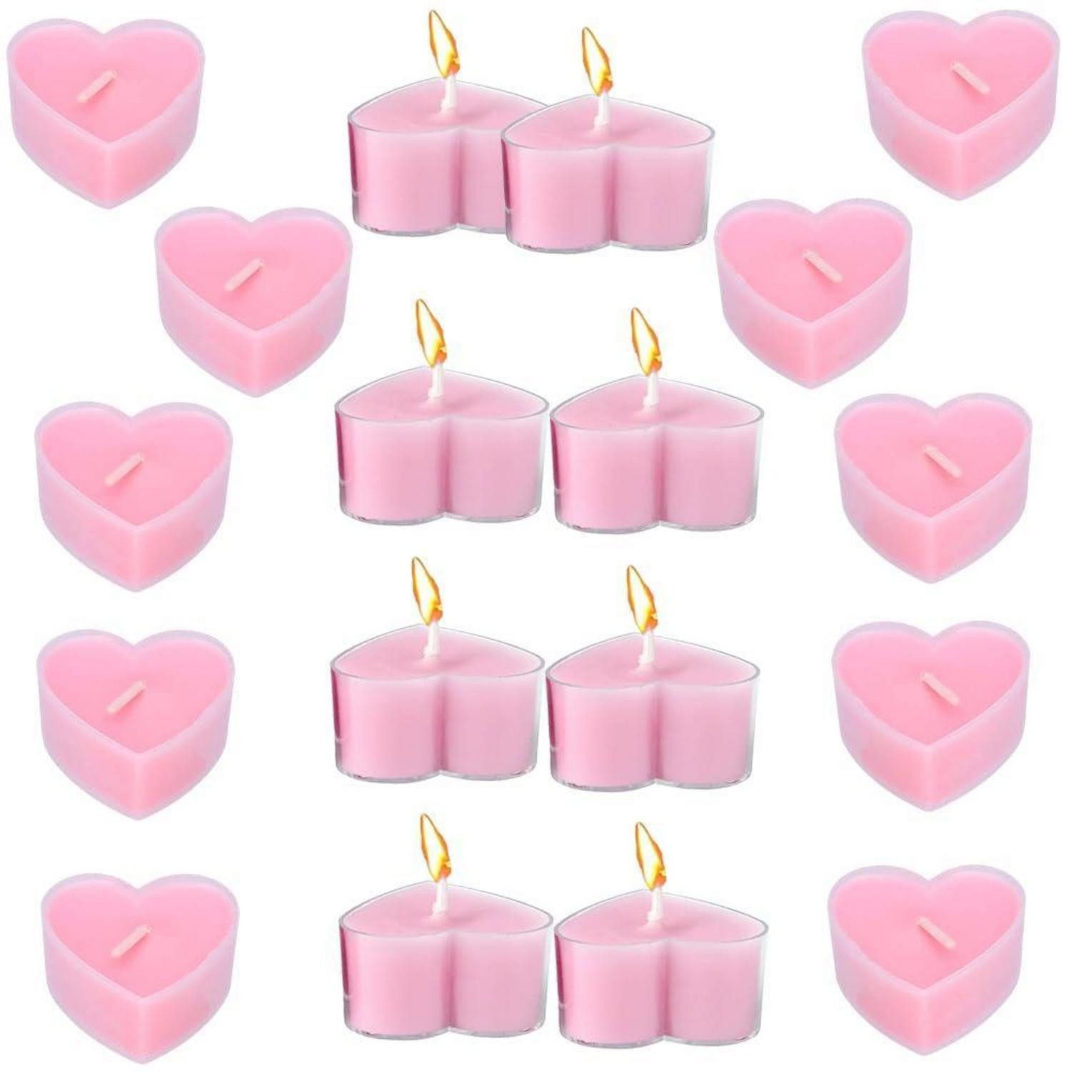 LuxusKollektion Formkerze Herz Kerzen Rosa 18 Stk 4cm