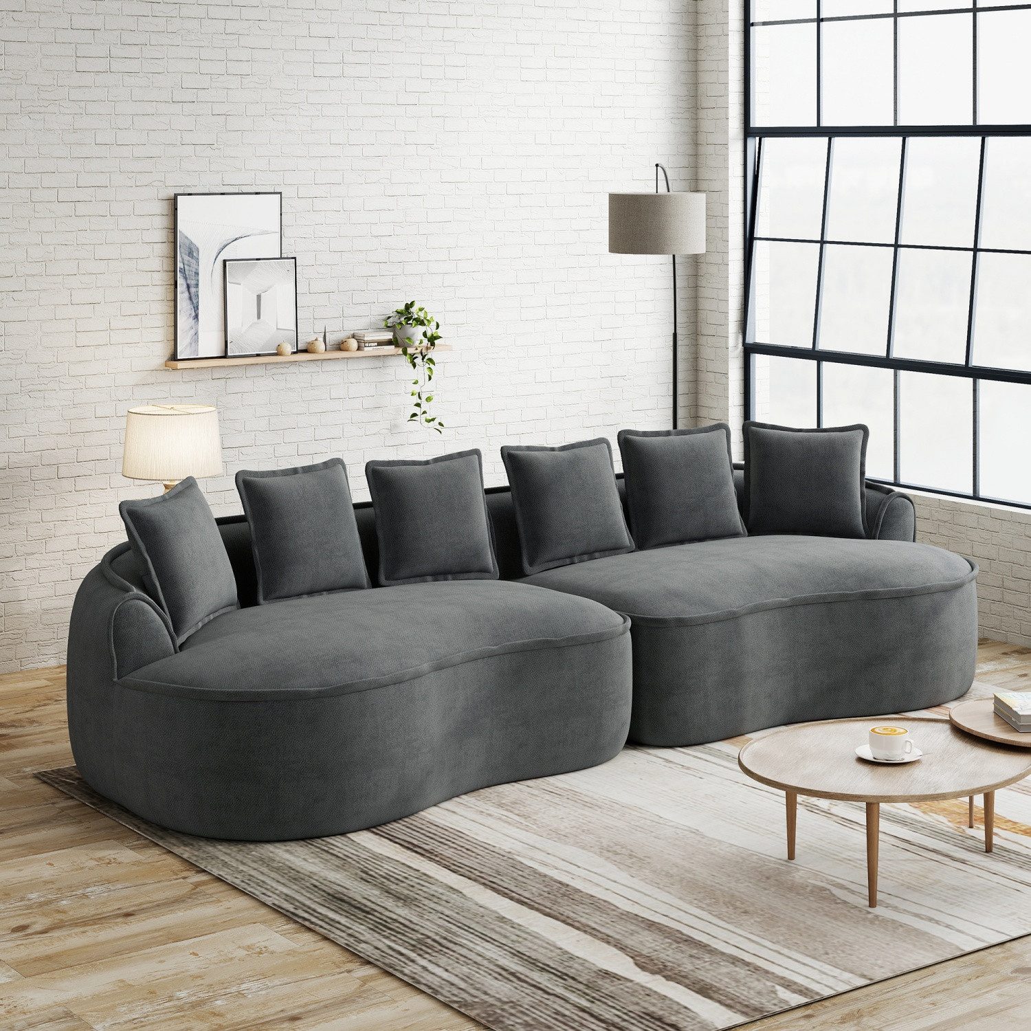 ANYSUN Ecksofa Modulares Ecksofa,Chenille-L-Sofa, Links / Rechts Chaiselongue Sofa, L-Form mit extra tiefer Sitzfläche und breiten Armlehnen,mit Chaiselongue&Kissen, keine Montage erforderlich, geeignet für Wohnzimmer, Wohnung und Büro