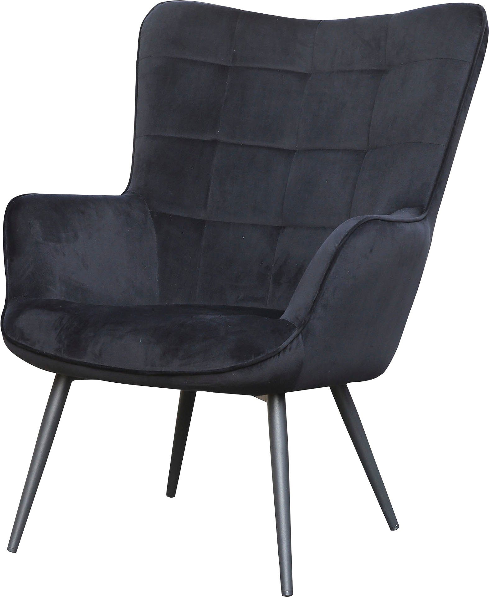 byLIVING Sessel Uta | Webstoff Samt Hocker, wahlweise schwarz mit in oder oder (1-St), ohne schwarz Cord