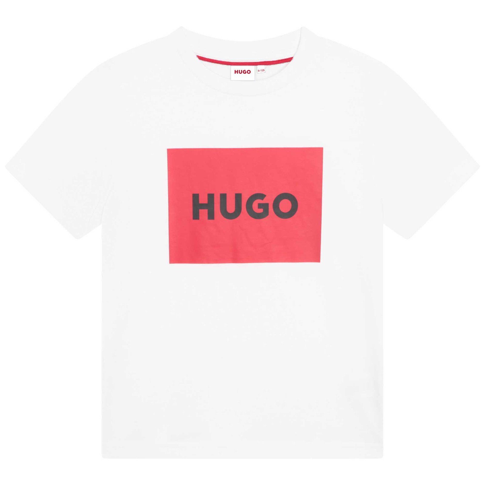 T-Shirt Kids weiß HUGO coolem HUGO Logo mit Print-Shirt