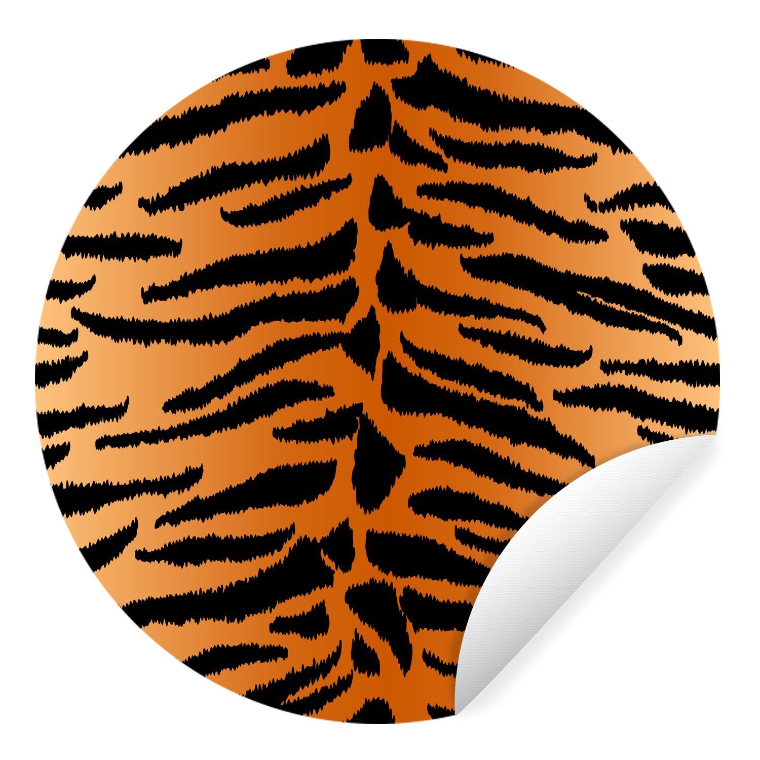 MuchoWow Wandsticker Tigerdruck mit schwarzen Streifen (1 St), Tapetenkreis für Kinderzimmer, Tapetenaufkleber, Rund, Wohnzimmer