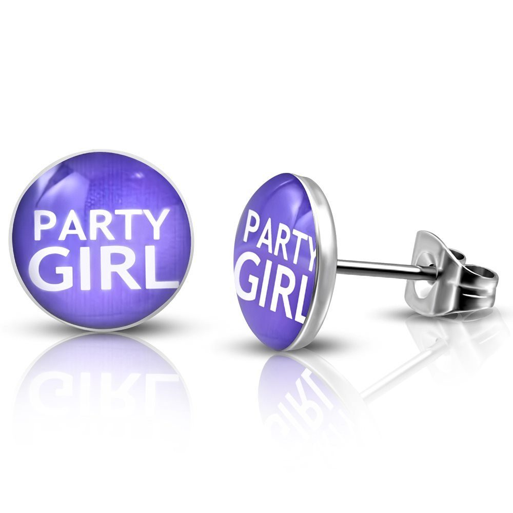 BUNGSA Ohrring-Set Ohrstecker rund Partygirl Silber aus Edelstahl Damen (1 Paar (2 Stück), 2-tlg), Ohrschmuck Ohrringe