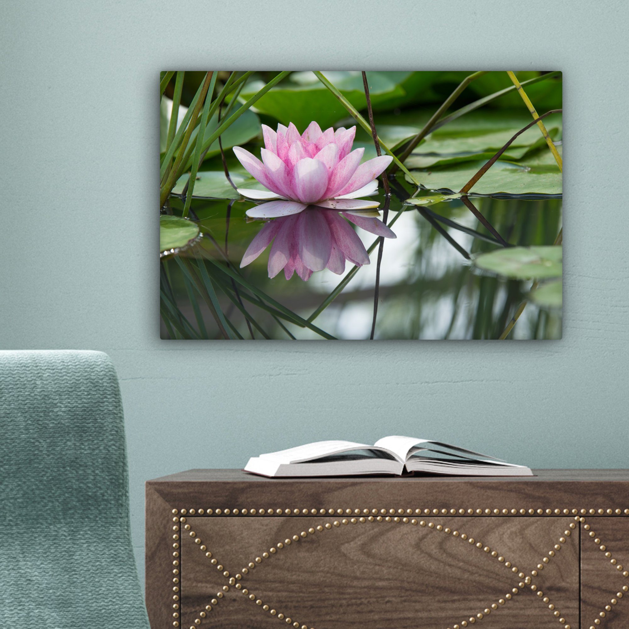 - (1 Leinwandbilder, St), - OneMillionCanvasses® Wandbild cm Wasser, Aufhängefertig, Leinwandbild 30x20 Blumen Lotus Wanddeko,