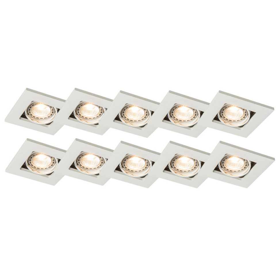 Qazqa LED Einbaustrahler Qure, ohne Leuchtmittel, GU10, Weiß, Modern, Aluminium, 10-flammig