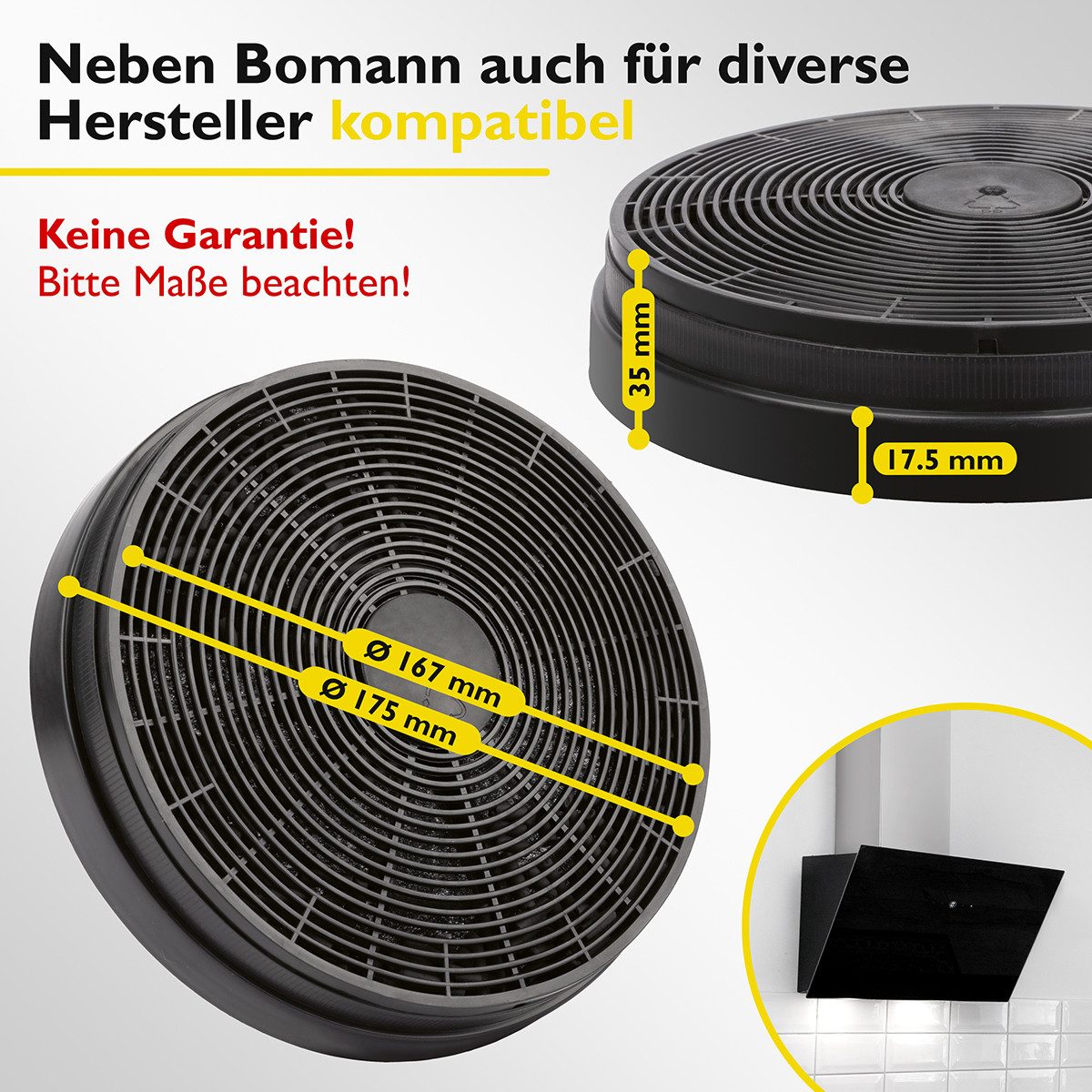 BOMANN Aktivkohlefilter KF 561, 2er Set, für DU 7603 G / DU 7605 G uvm.