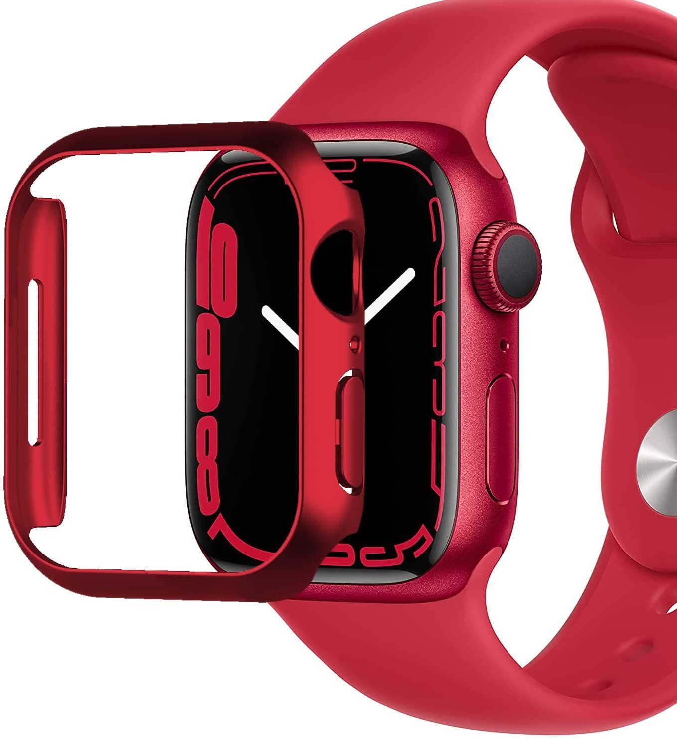 MSM Smartwatch-Hülle Hülle für Apple Watch Series 7 Schutzhülle Case 41mm 45mm Display Schutzglas 9H