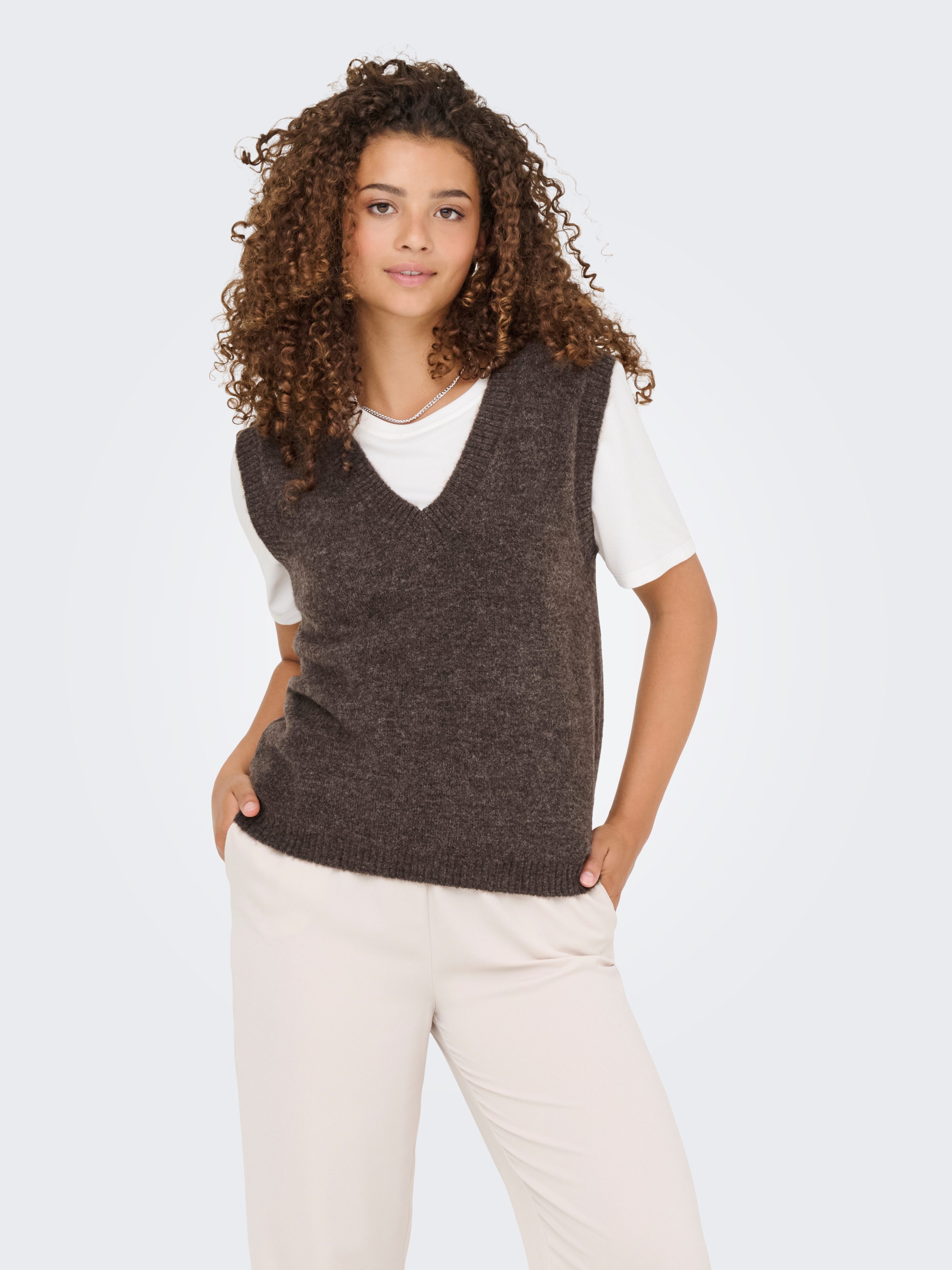JDY Pullunder JDYELANORA S/L VN VEST KNT NOOS Materialmix mit Stretch