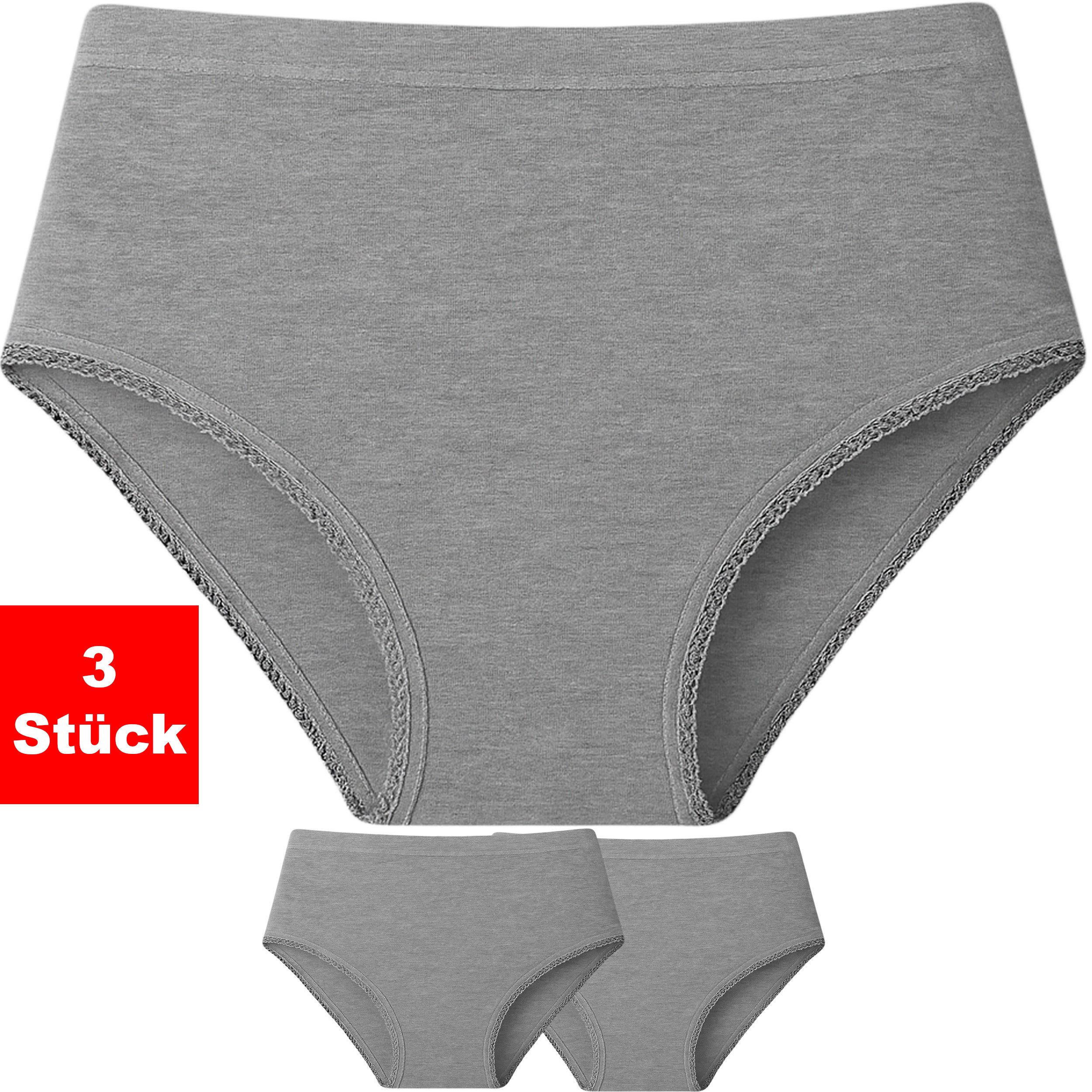 The Bakis Underwear Taillenslip Damen Slips 3er-Pack Baumwolle Unterhosen Maxislip Panties Hipster (Packung, 3-St., 3er-Pack) Atmungsaktive Baumwollslips mit hohem Tragekomfort
