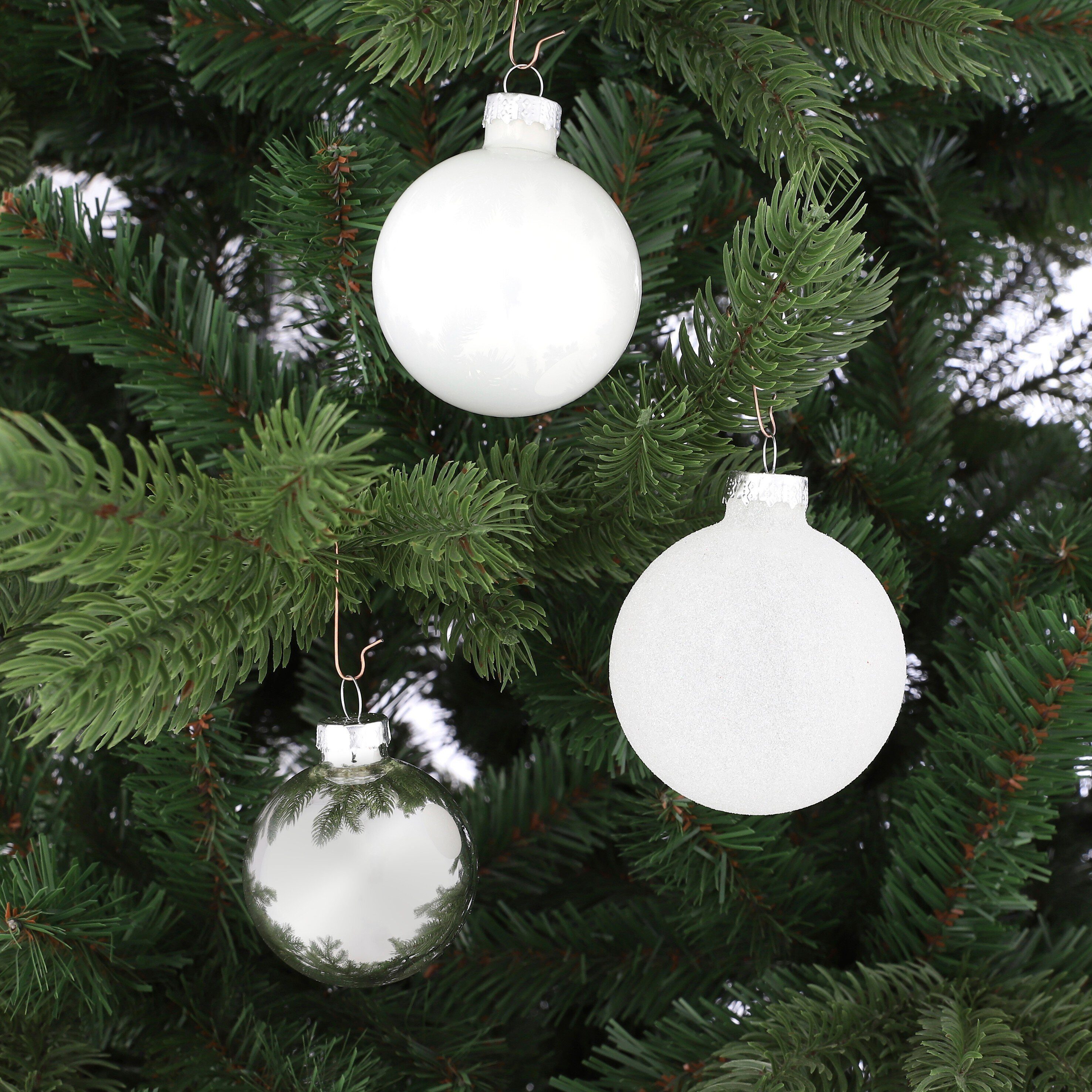 Mica Decorations Weihnachtsbaumkugel Mica Decorations Kugel glas weiss 26 Stueck - d7cm