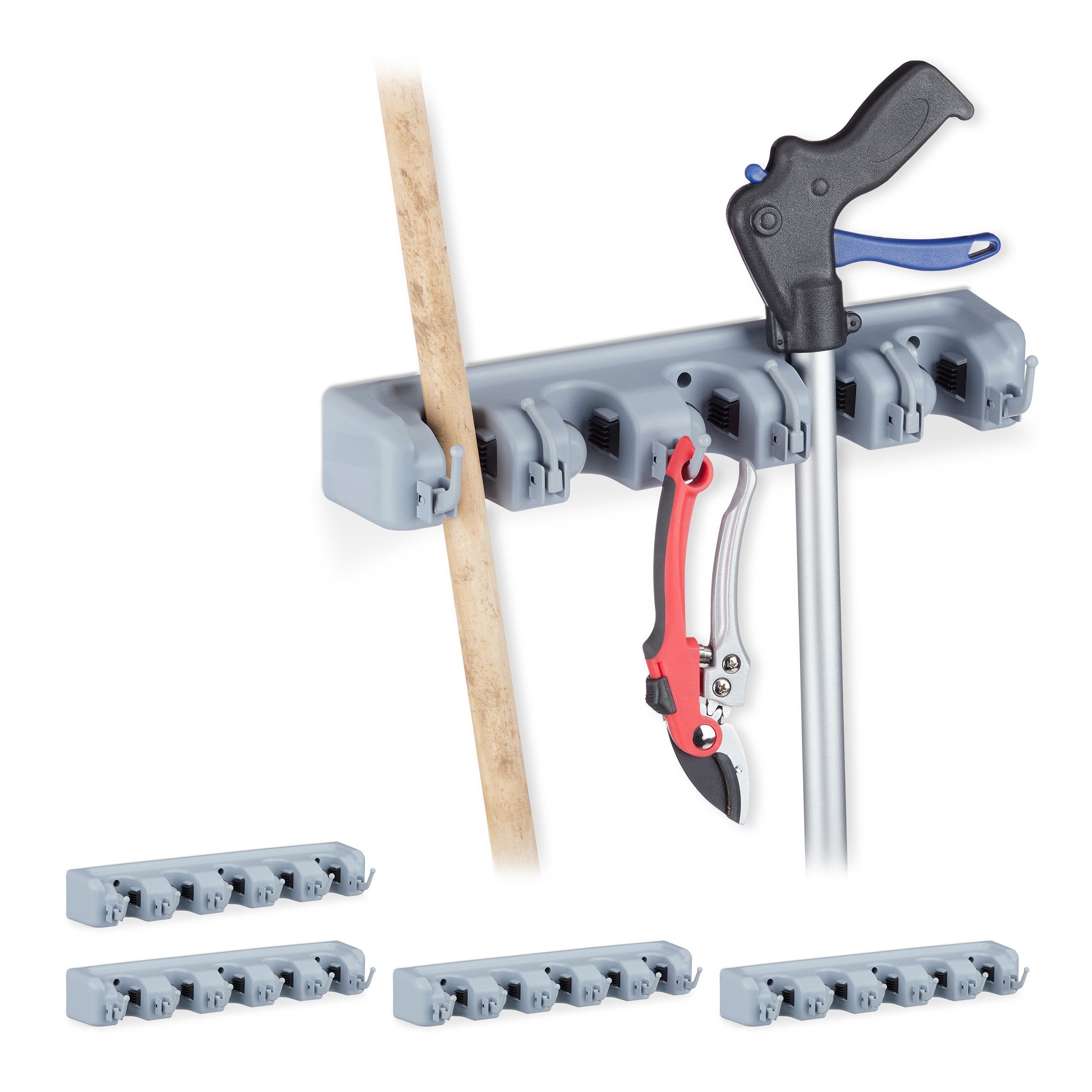 Gartengerätehalter 5 x Gerätehalter Wandhalterung