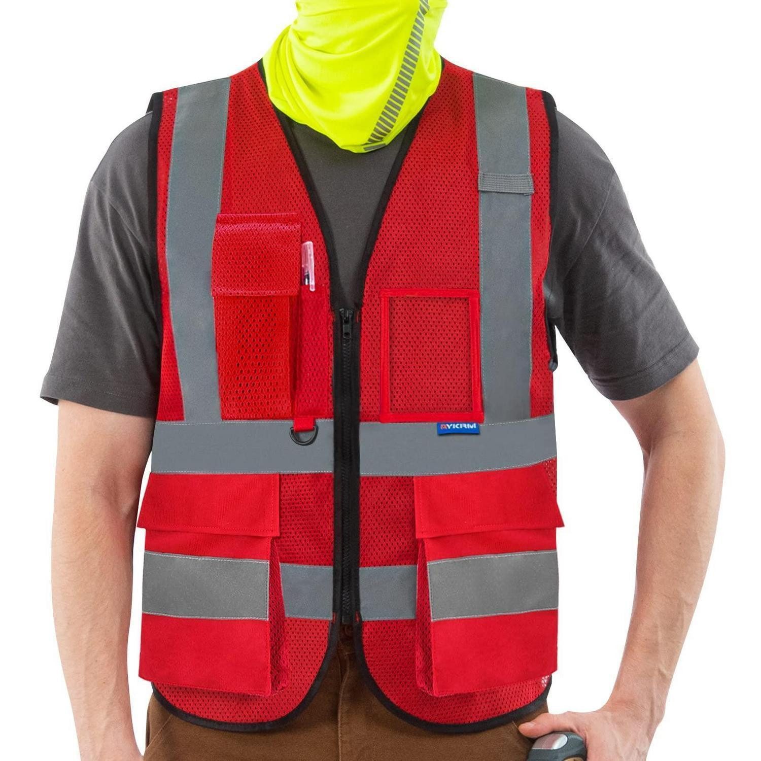 LuxusKollektion Warnweste Sicherheitsweste Rot Mesh
