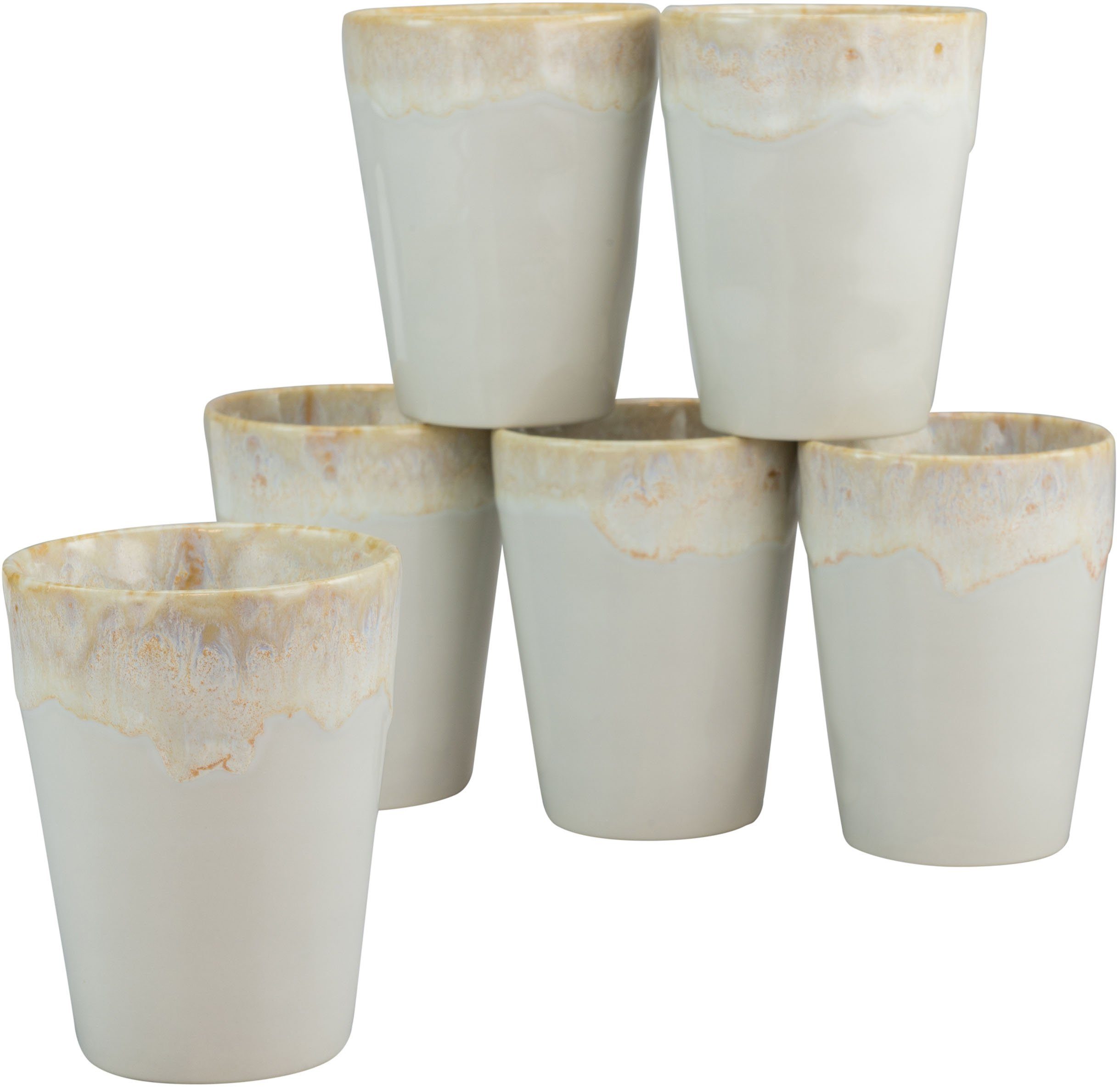 CreaTable Becher Kaffeebecher 6-teilig, Made weiß Set, cl, 36 Europe Tassen in Gespresso, Steinzeug