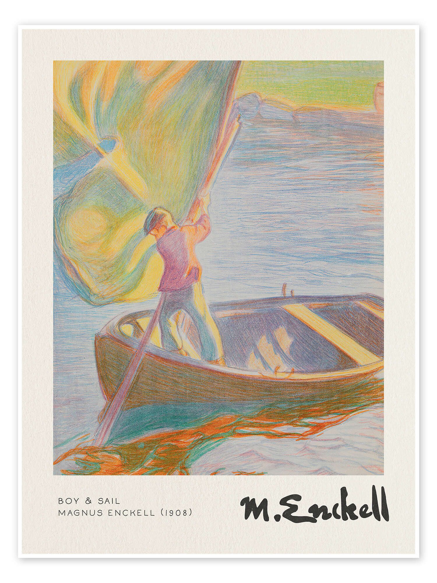Posterlounge Poster Magnus Enckell, Boy & Sail, Kinderzimmer Maritim Kindermotive