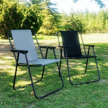 Mondeer Campingstuhl Tragbarer Outdoor Gartenstuhl, mit Armlehnen, 2er Set