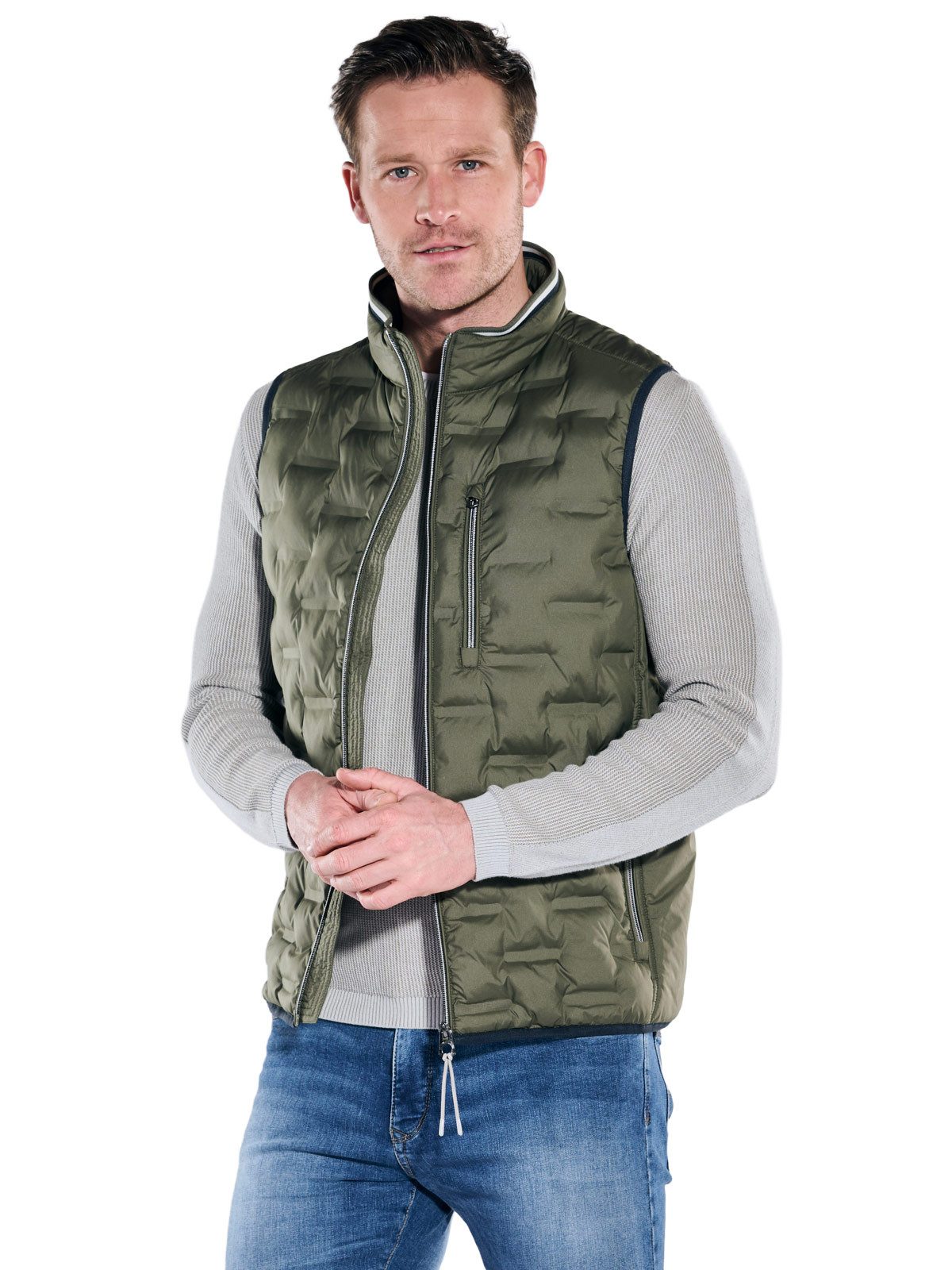 Engbers Kurzweste Herren Steppweste mit Stehkragen, Khaki