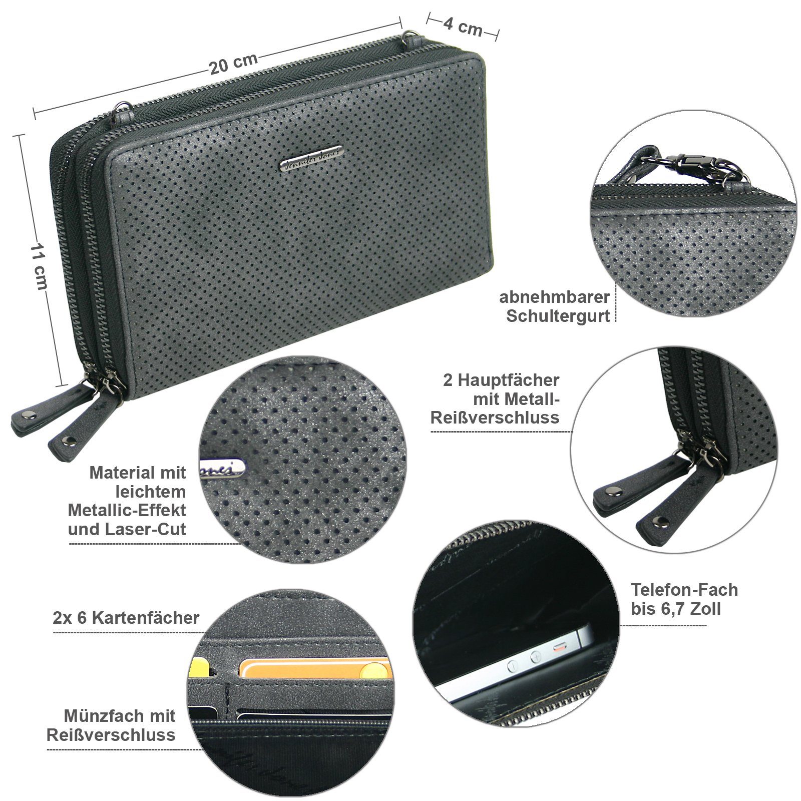 J JONES JENNIFER JONES Schultertasche Umhängetasche - 2 in 1 Geldbörse und günstig online kaufen