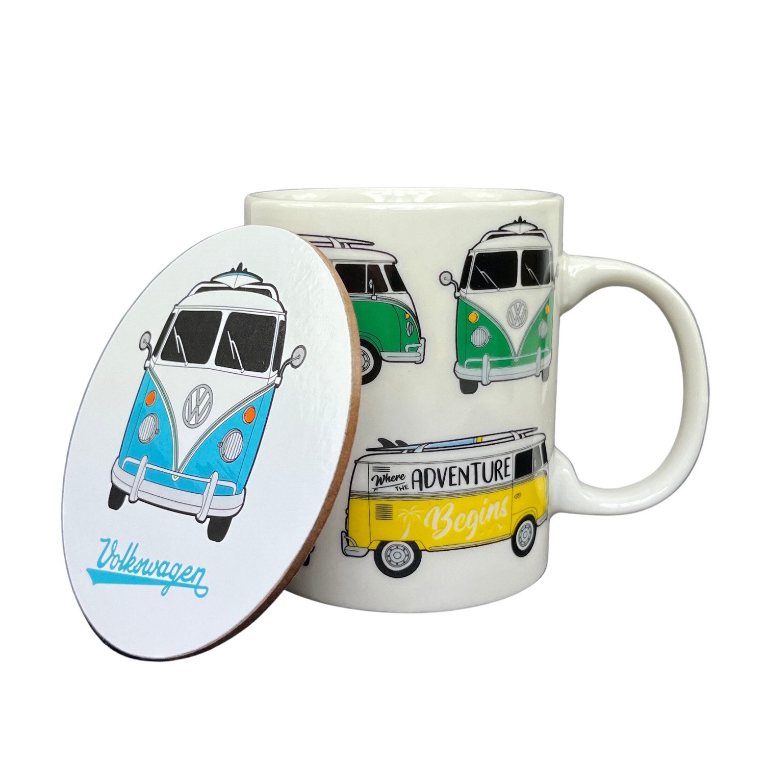 Puckator Tasse Volkswagen VW T1 Bulli Kaffeebecher mit Untersetzer