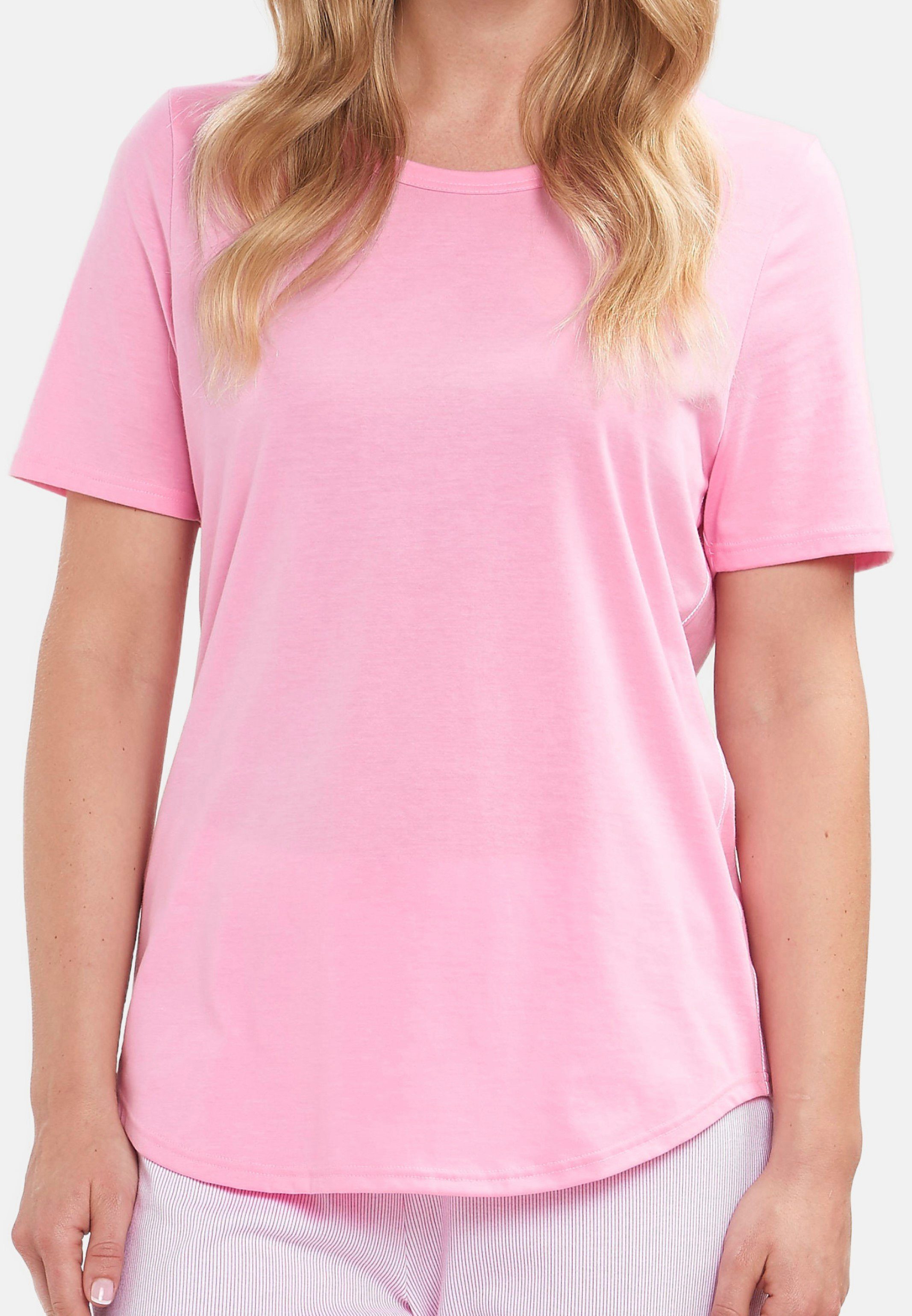 Rösch Pyjamaoberteil Basic (1-tlg) Schlafanzug Shirt kurzarm - Baumwolle - Hochwertig verarbeitet Aurora Pink