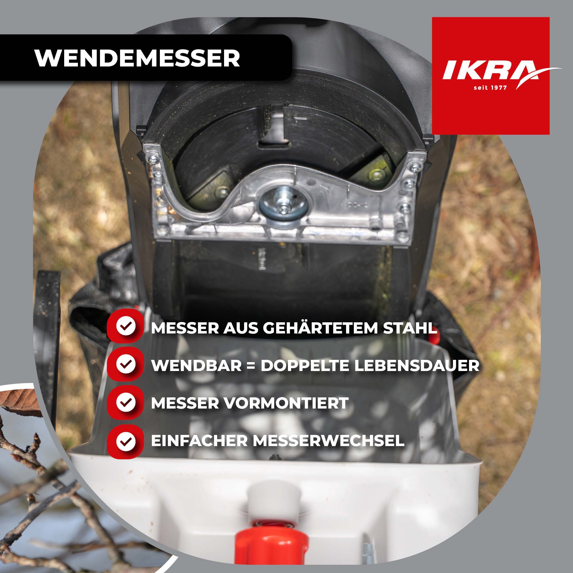 ikra GmbH Häcksler IMH 2800, 4,5 cm max. Astdurchmesser, (inkl. Ersatzmesser & Schutzbrille), 2.800 Watt, Messerhäcksler – Bild 4 von 5