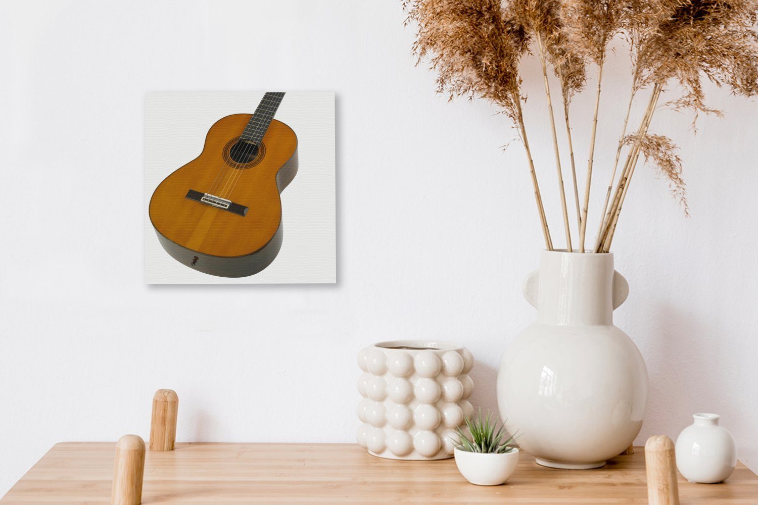 OneMillionCanvasses® Leinwandbild Nahaufnahme einer Leinwand für (1 Bilder akustischen Wohnzimmer Schlafzimmer St), Gitarre