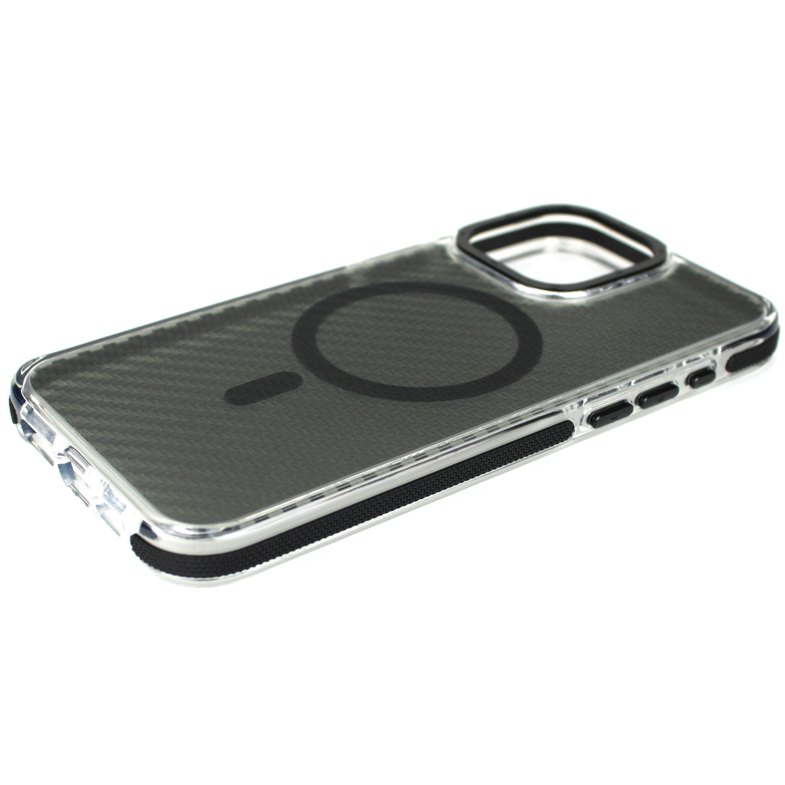 Wörleonline Handyhülle für Apple iPhone, 15 Pro Max in Carbon Optik mit TPU-Rahmen, MagSafe kompatible Hülle – Bild 3 von 5