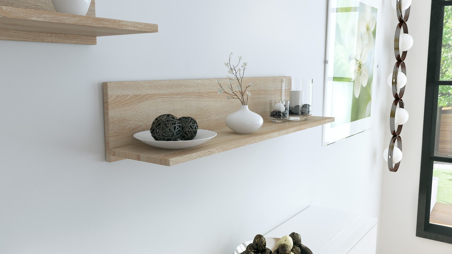 Vladon Wandregal Skadu, Schweberegal, Eiche sägerau (97,5 x 18,5 x 18,5 cm) günstig online kaufen