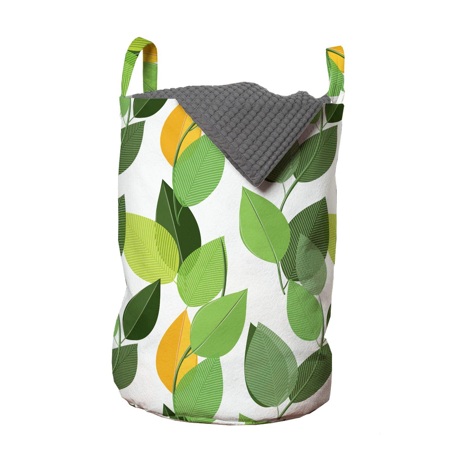Abakuhaus Wäschesäckchen Wäschekorb mit Griffen Mutter für Laub Waschsalons, Blätter Kordelzugverschluss Natur