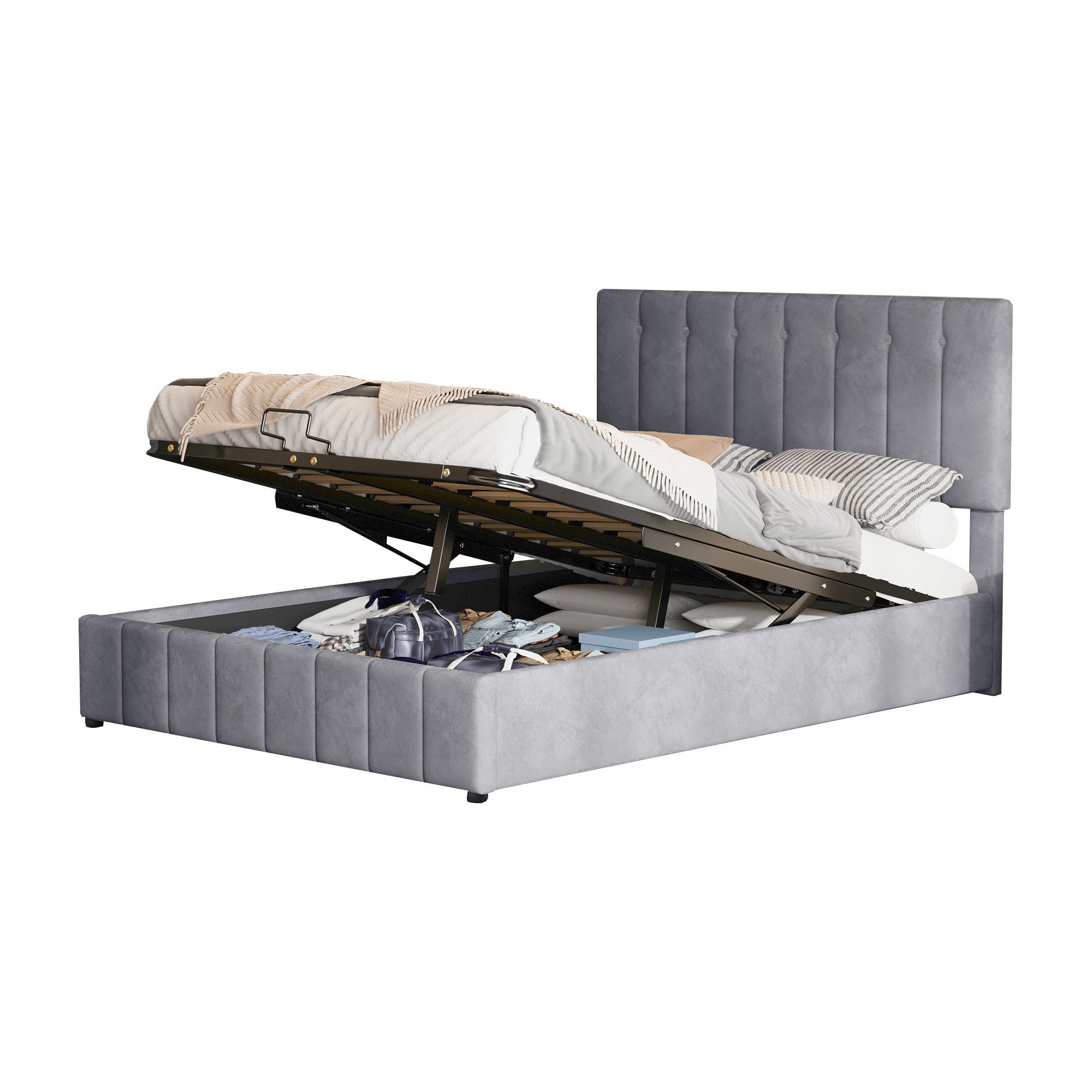Merax Polsterbett Hydraulisch mit Bettkasten und günstig online kaufen