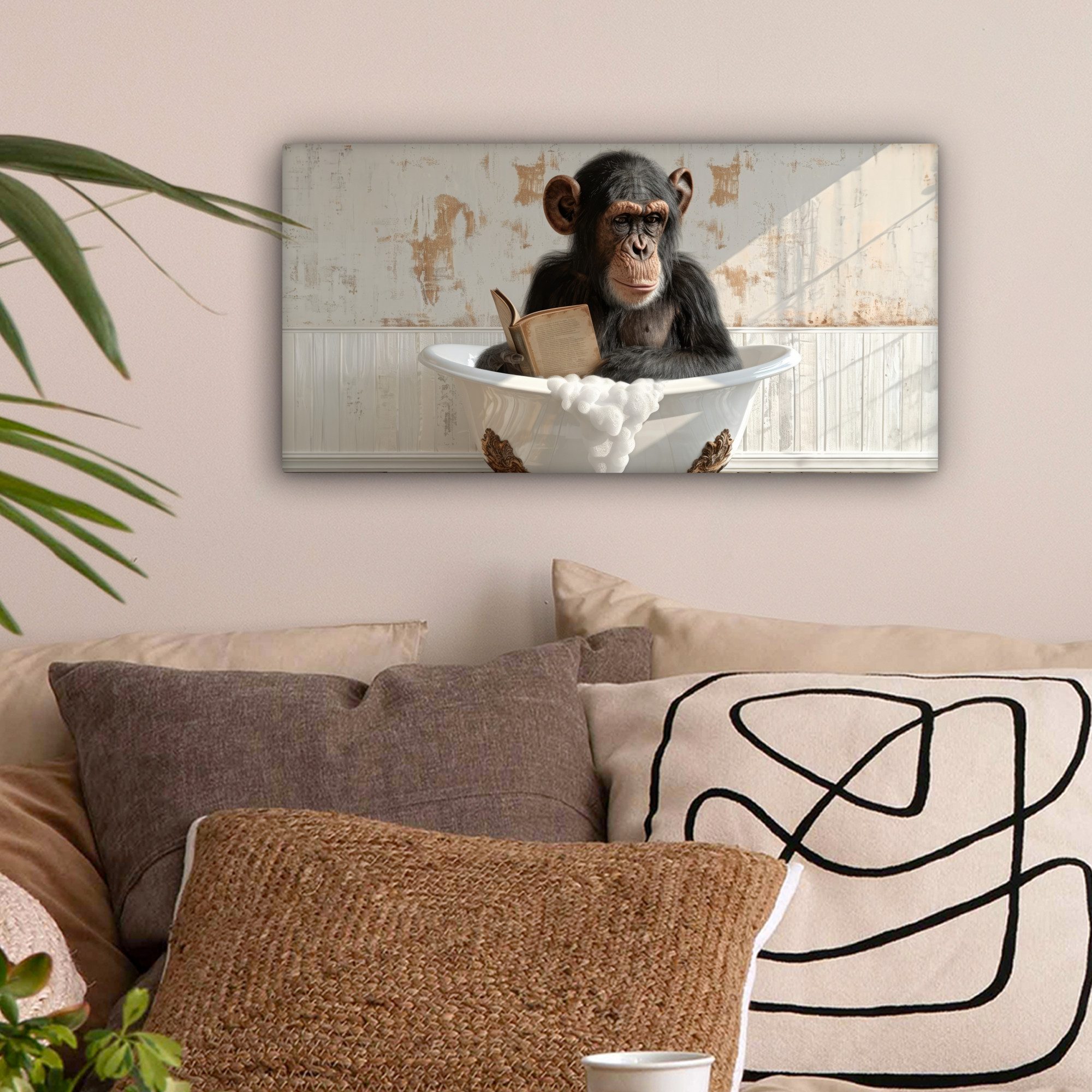 OneMillionCanvasses® Leinwandbild Panorama Vintage - Affe günstig online kaufen