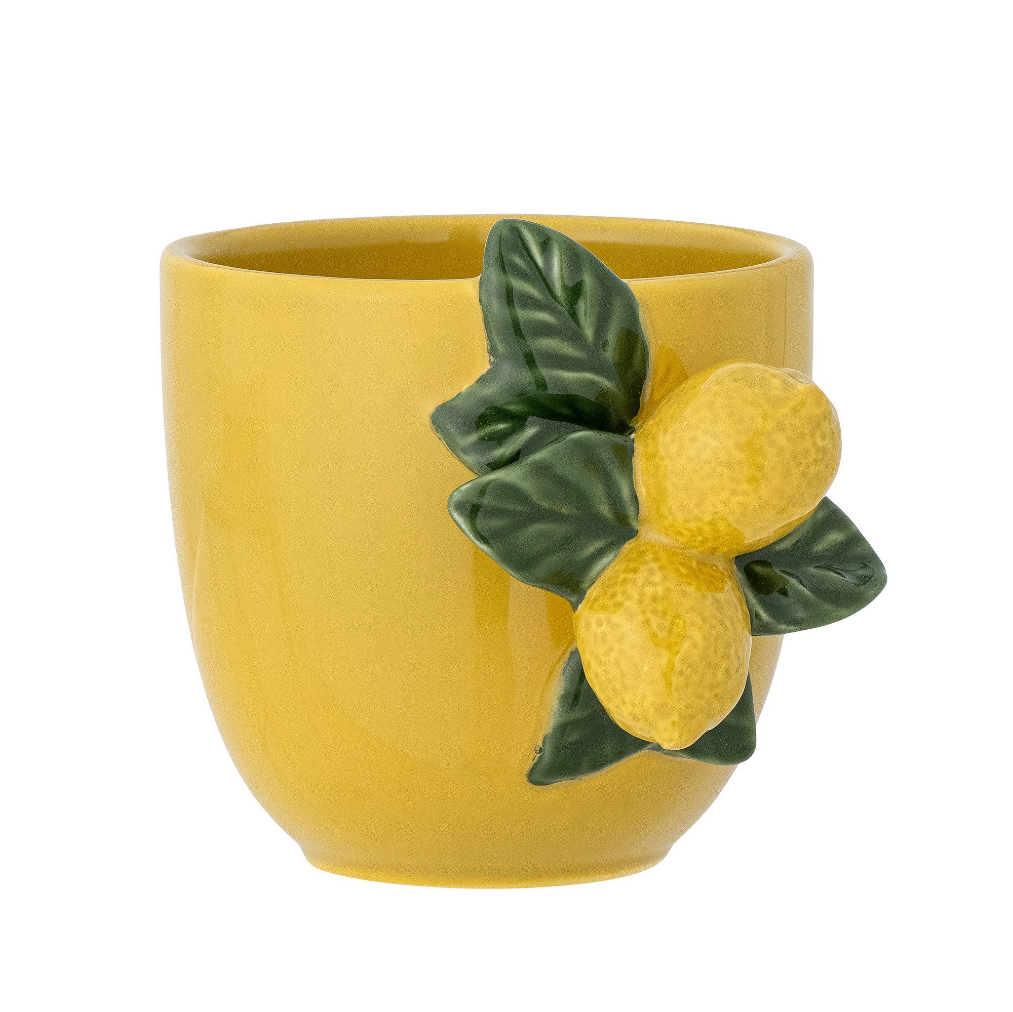 Bloomingville Tasse Limone, Steingut, mit handverzierten Zitronendetails
