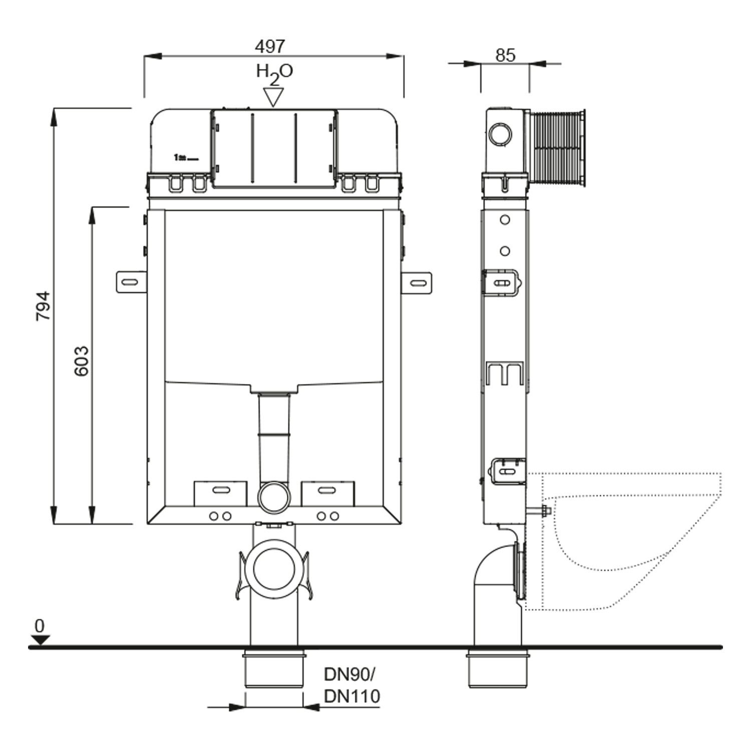 Schwab Spülkasten SET WC 199 UP-Spülkasten DN110, Schwab-T02-0112-0250