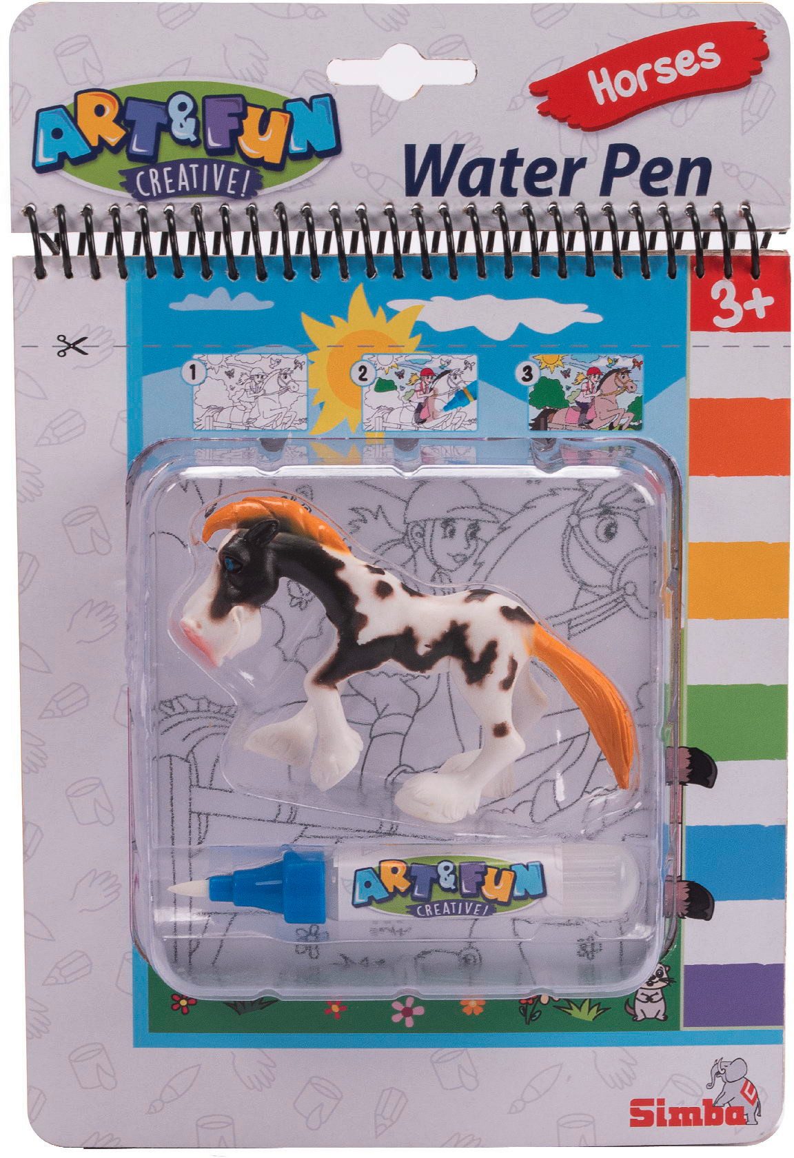 SIMBA Malblock Malen ART & FUN Water Pen Pferde Malbuch + Spielfigur 106334712