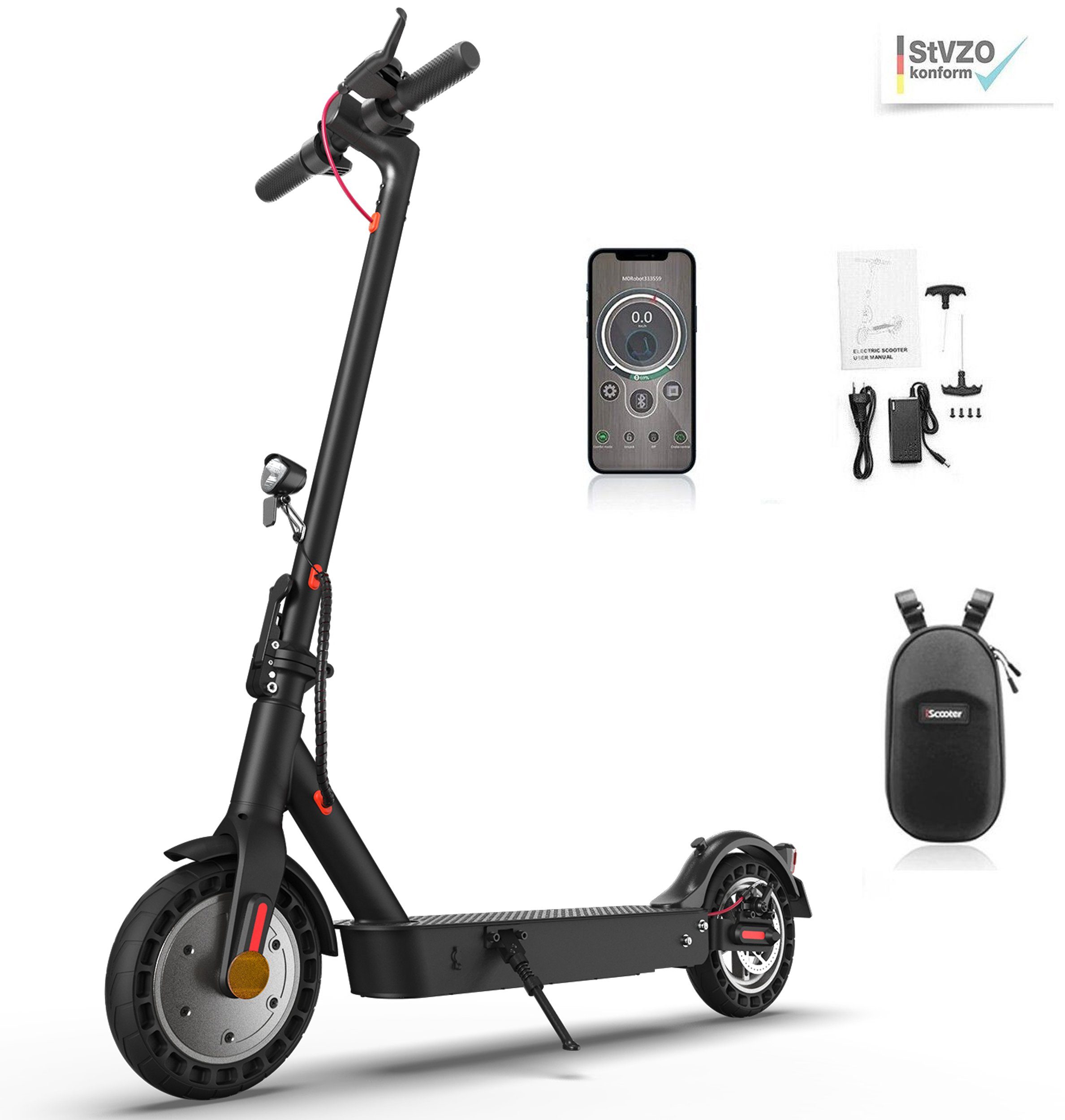 LETGOSPT E-Scooter Elektro Scooter mit Straßenzulassung 10 Zoll 500W Eroller