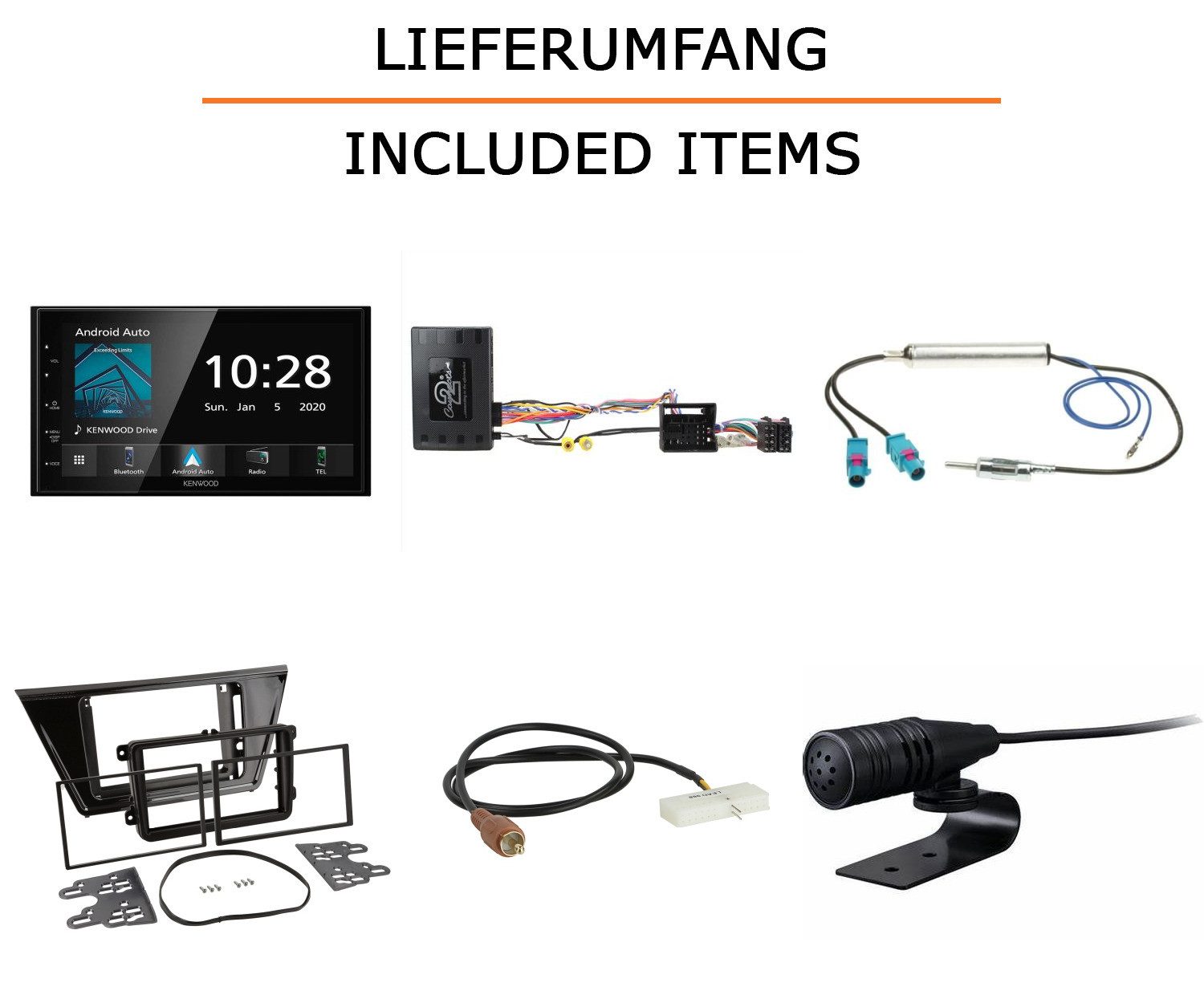 JUST SOUND best choice for caraudio Autoradio Einbauset Kenwood Kenwood DMX5020BTS VW Touran II Autoradio (RDS, AM/FM Radio, Animiertes Display, Bluetooth, Eingebauter Equalizer, Freisprecheinrichtung, Touchscreen, CarPlay, Android, AndroidAuto)