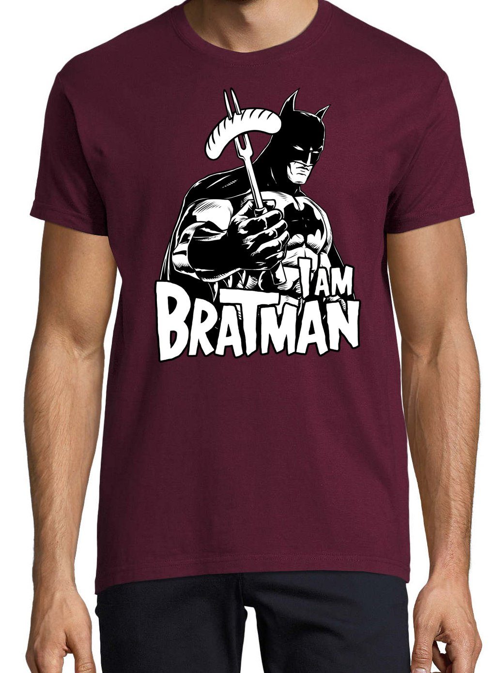 lustigem Bratman T-Shirt Herren Designz T-Shirt Burgund Youth mit Spruch