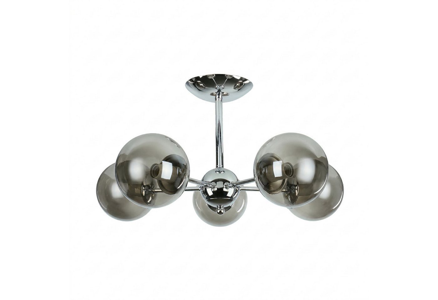 Licht-Erlebnisse Deckenleuchte SWANSEA, ohne Leuchtmittel, Rauchglas Metall B: 60 cm Chrom glänzend E27 Kugel Schirm Retro Design