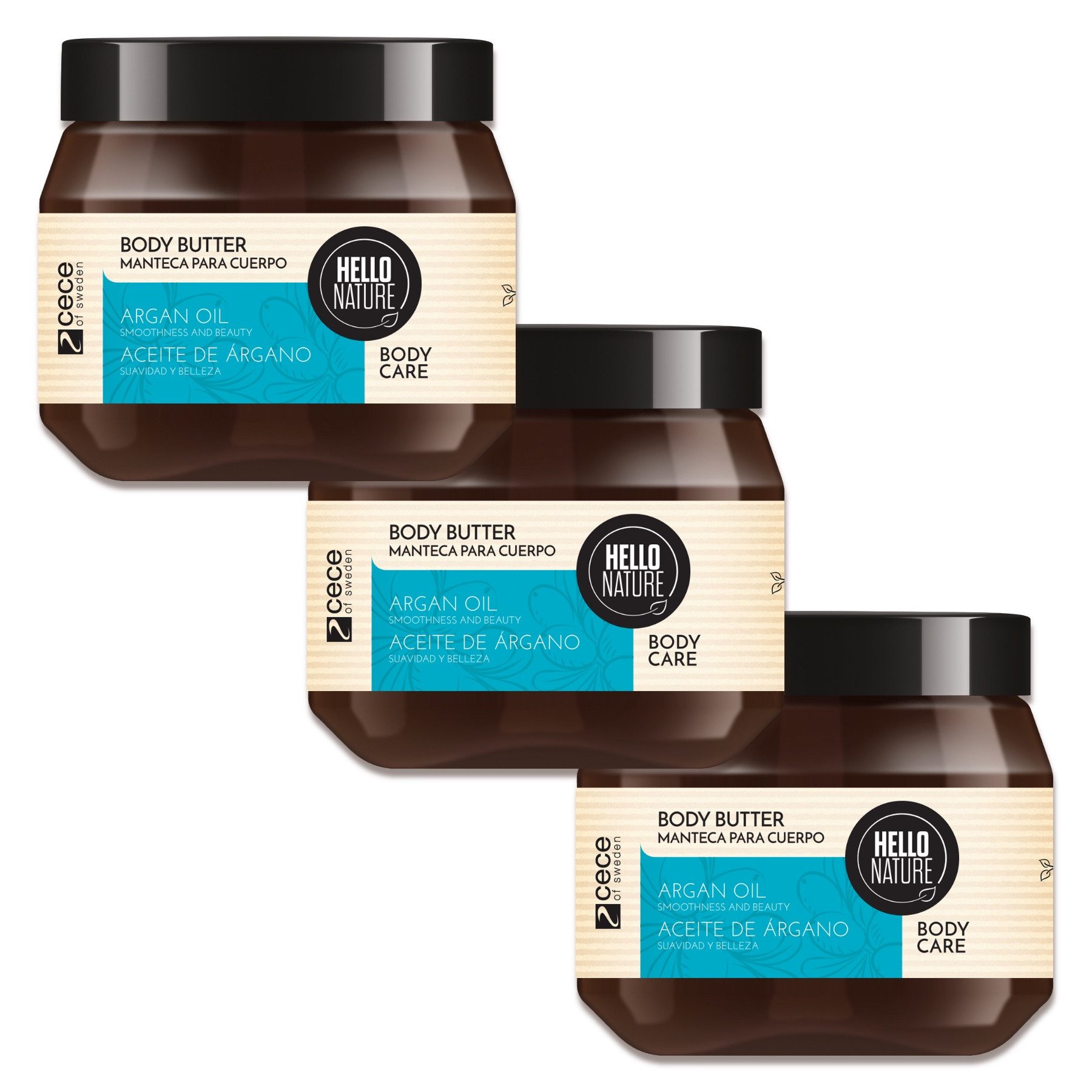 Hello Nature Körperbutter Body Butter Körpercreme Hautpflege mit Arganöl Bio, 3-tlg., Hautpflege, Körpercreme, Body Butter, Hello Nature