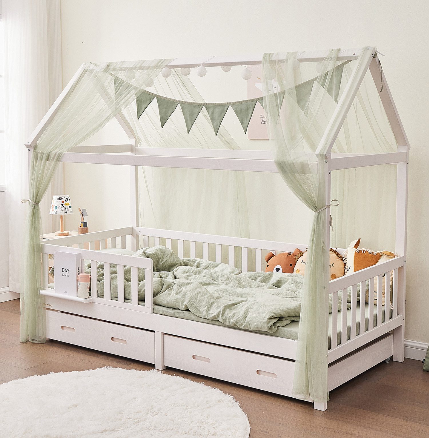 Betthimmel HAUSBETT DEKO SET für Kinderbett 80x160 I 90x200