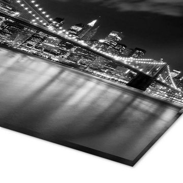 Posterlounge Acrylglasbild Editors Choice, Brooklyn Bridge – Nachtszene, Wohnzimmer Fotografie