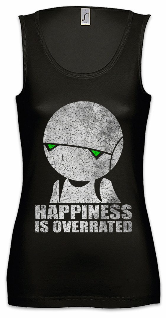 Tanktop Happiness Is Overrated Ärmelloses Damen T-Shirt Depression Depressiv