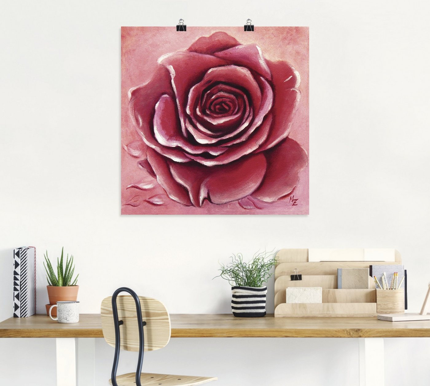 Artland Wandbild »Rote Rose handgemalt«, Blumen (1 Stück), in vielen Größen & Produktarten - Alubild / Outdoorbild für den Außenbereich, Leinwandbild, Poster, Wandaufkleber / Wandtattoo auch für Badezimmer geeignet-kaufen