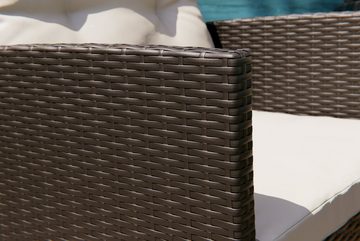 Swing&Harmonie Sitzgruppe Poly Rattan Sitzgarnitur Sydney Esstisch Lounge Gartenmöbel Garten-Garnitur Set, (1x Tisch + 2x Stühle + 1x Sitzbank + 2x Hocker)