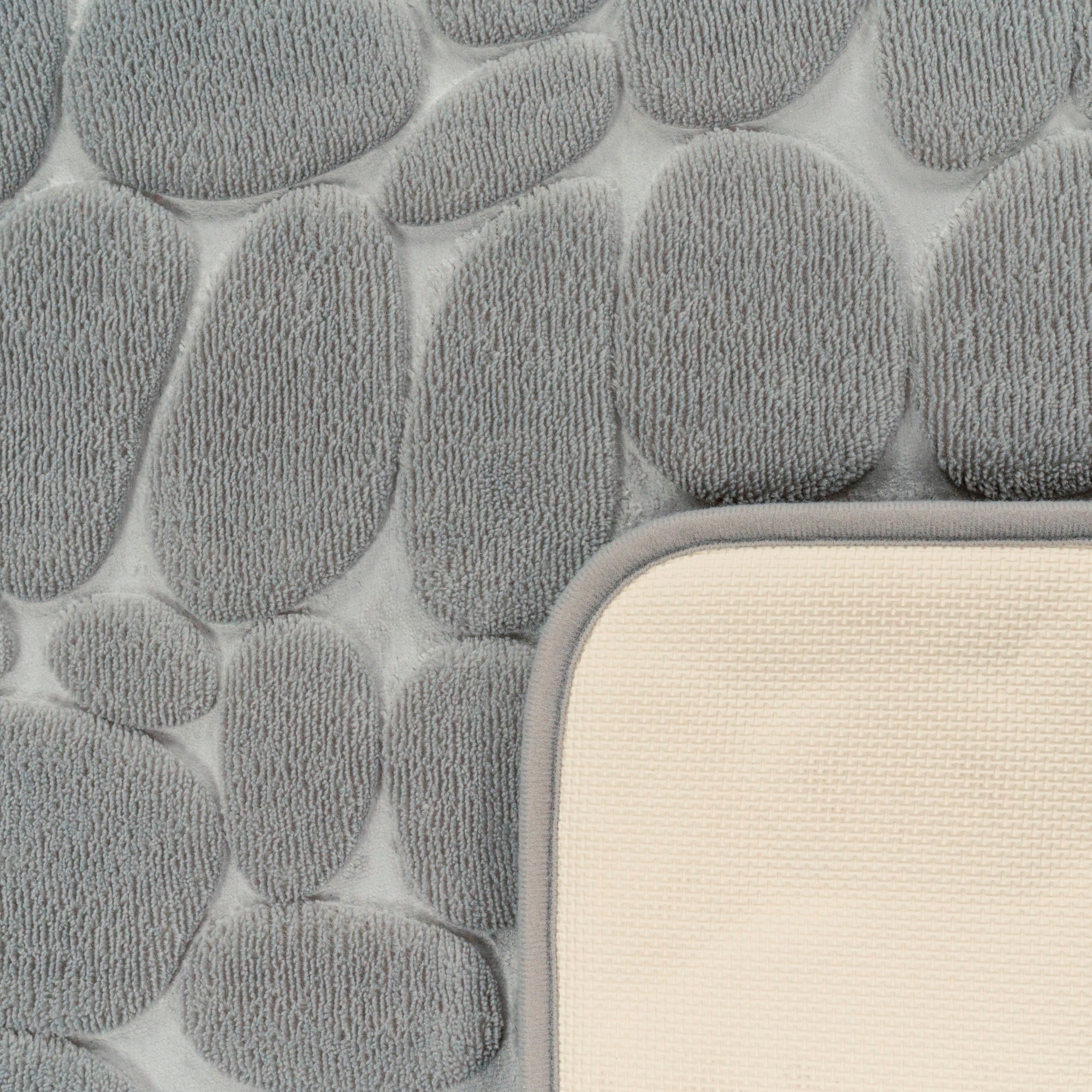 Paco Home Badematte Corby 256, Memory-Schaum Effekt, Höhe 13 mm, rutschhemmend beschichtet, fußbodenheizungsgeeignet, Polyester, rechteckig, Badteppich, Uni Farben, Motiv Steine, Hoch-Tief Effekt