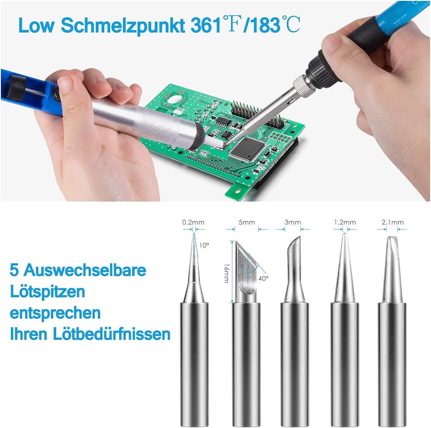 Set,80W 10-tlg. 180℃-480℃., Elektrowerkzeug-Set Temperatur zggzerg Lötkolbe Lötkolben Lötset, Einstellbare